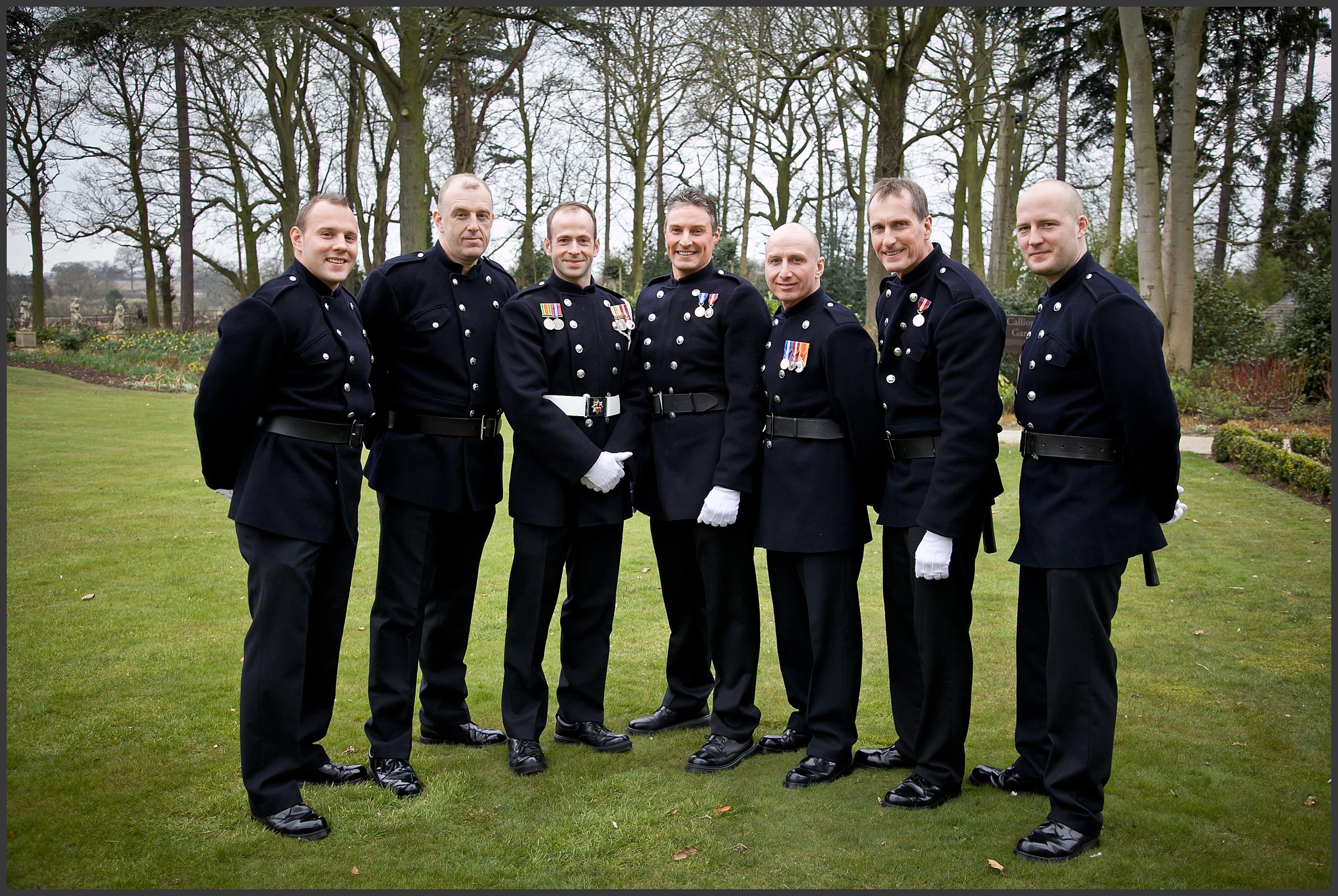 Fire service guard of honour at Moxhull Hall Hotel