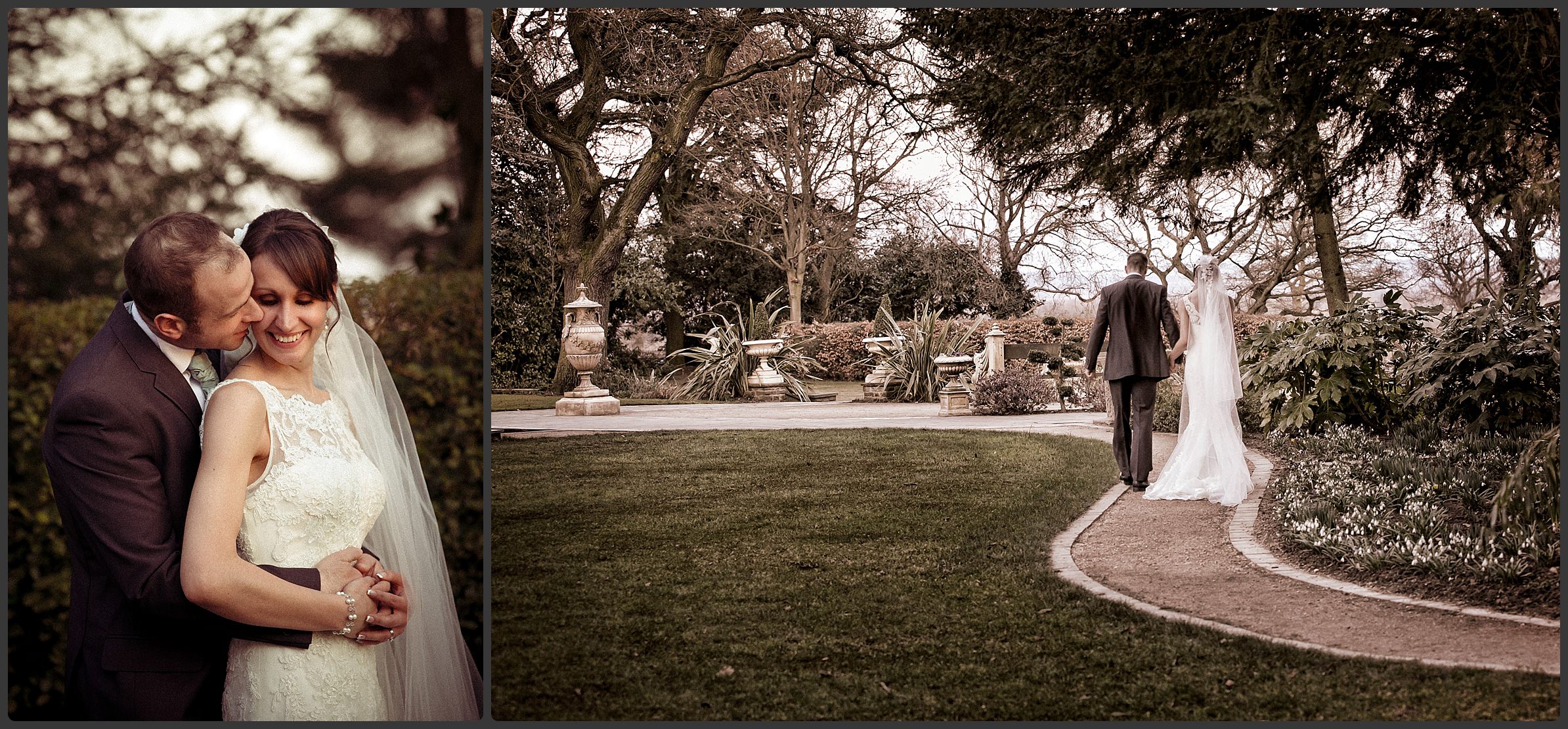 Bride and groom having intimate moments together