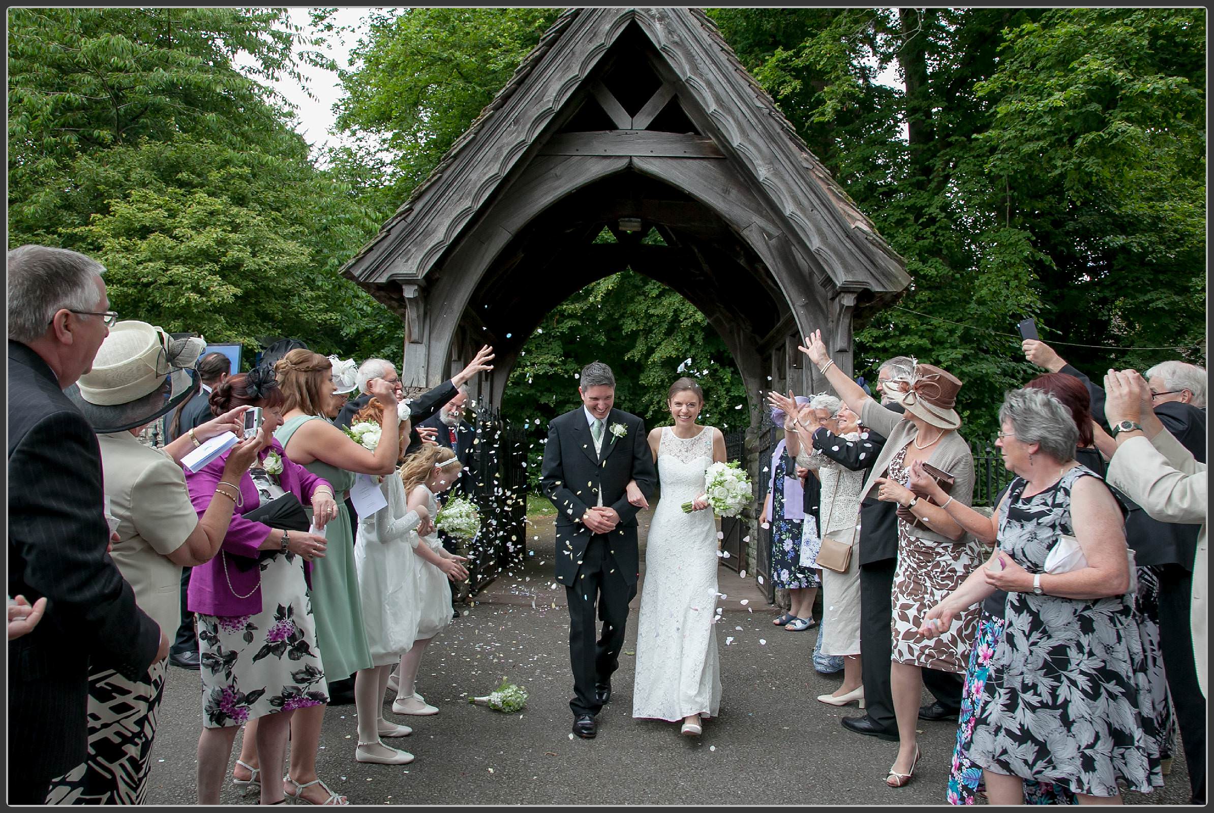 Confetti shot at Brecon Cathedral Wedding