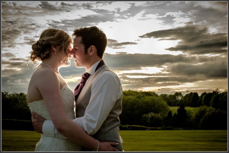 Sunset wedding photos at Oak Ridge golf course