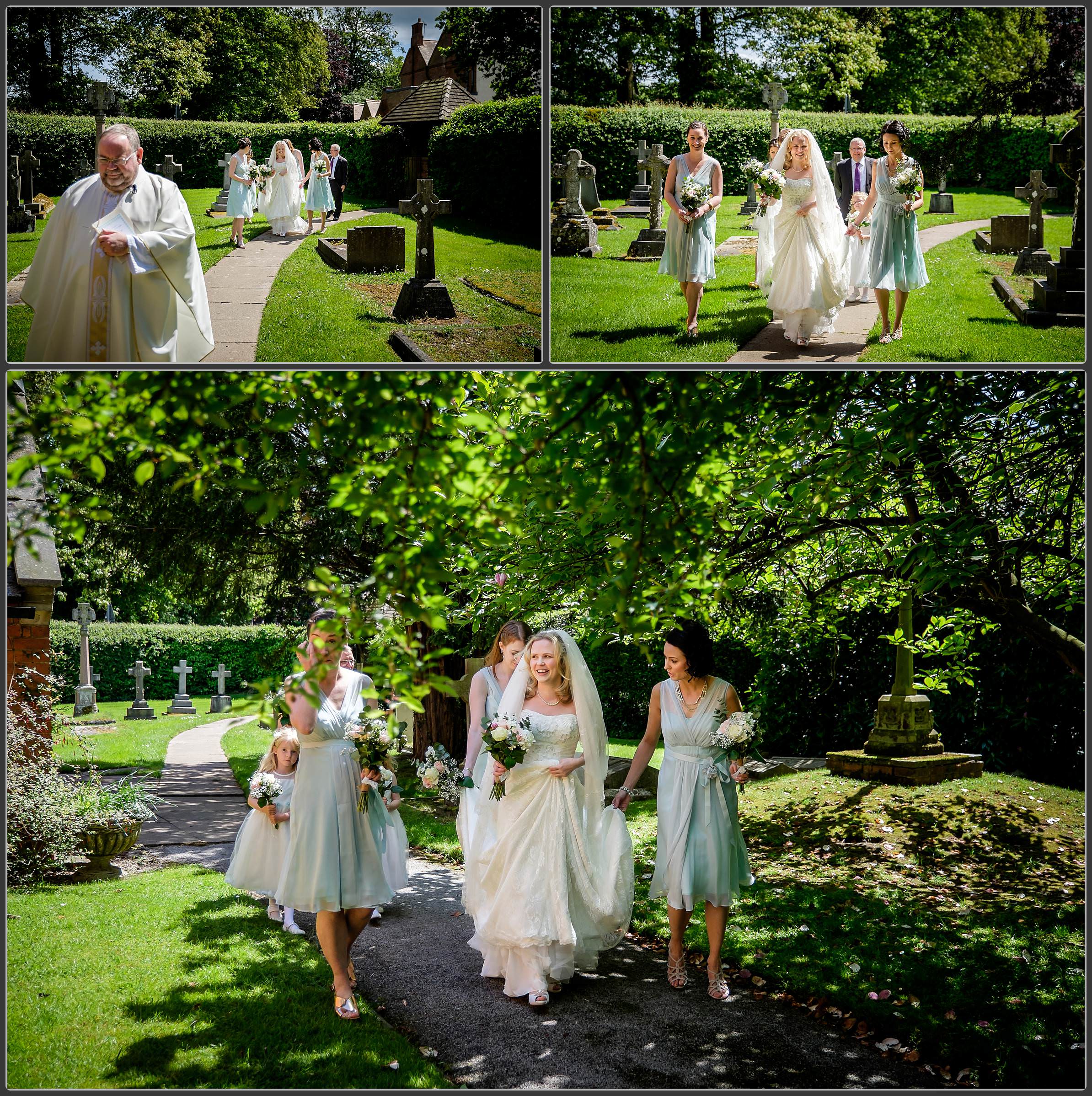 Bride and bridesmaids arriving at St Augustine's Church