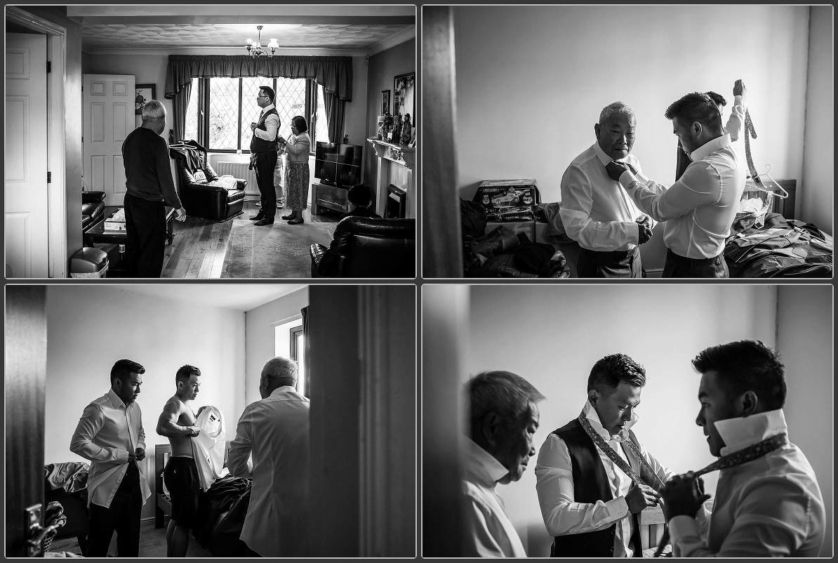 The groomsmen getting ready