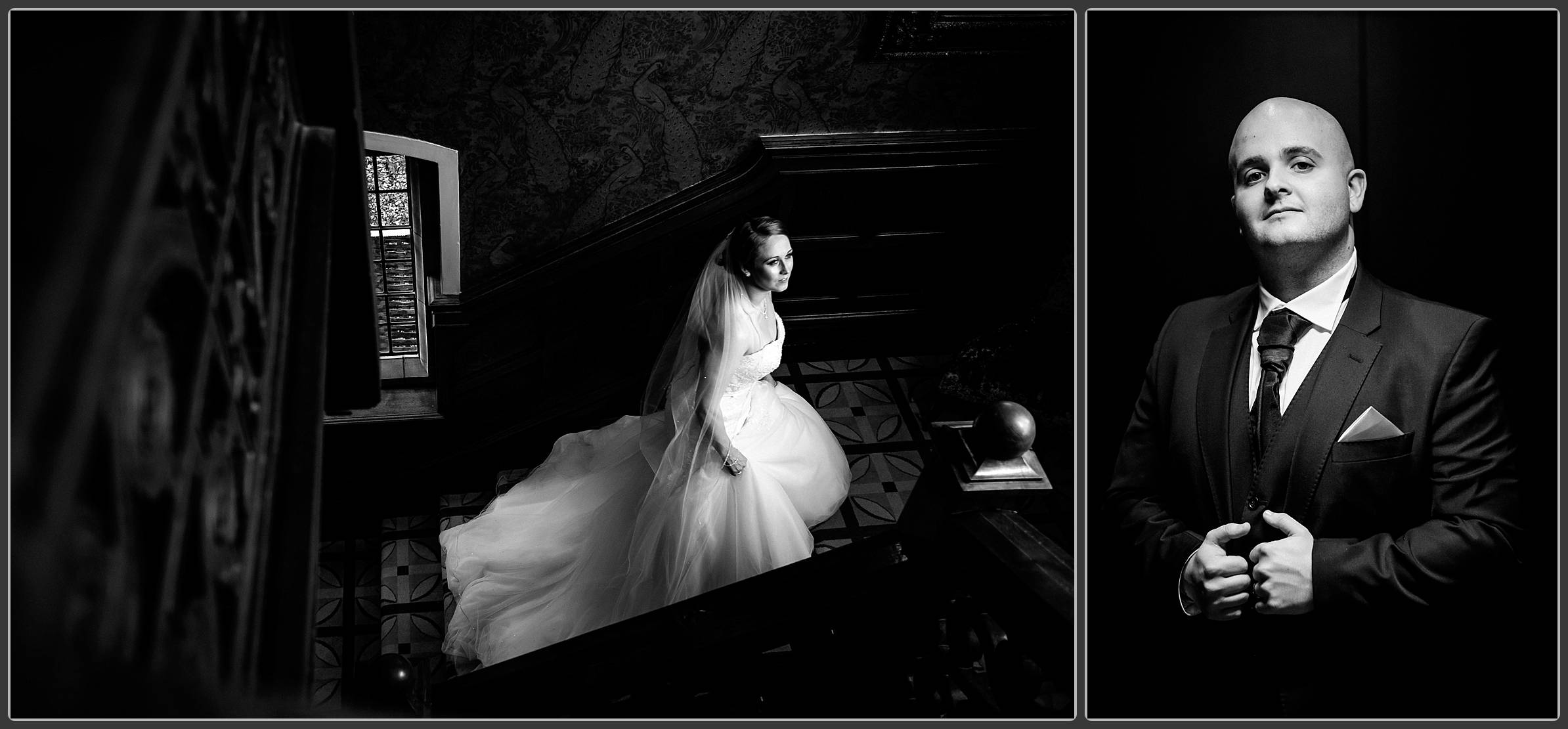 Bride and groom portraits in black and white 3