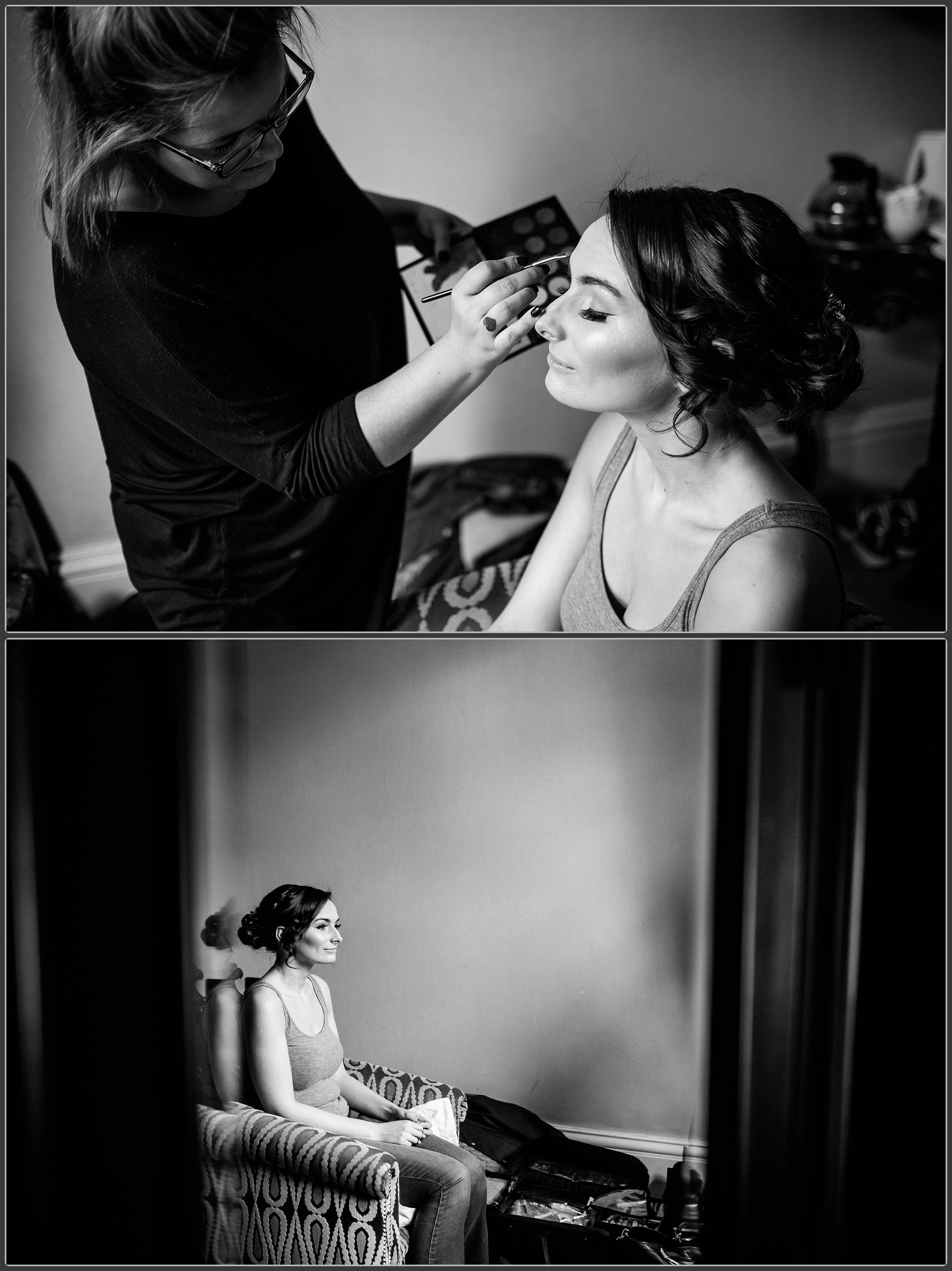 Bridesmaids having their makeup done