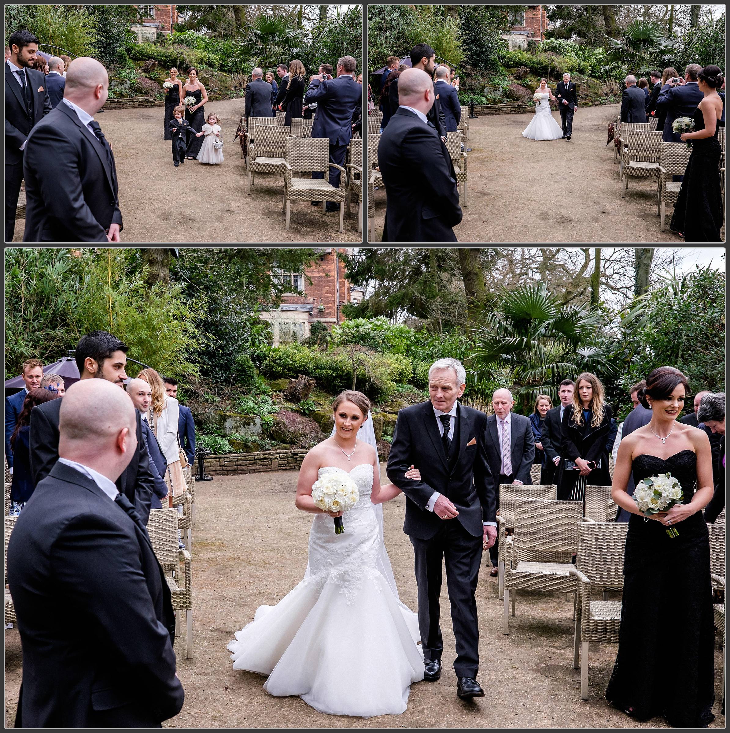 The bride walking down the aisle