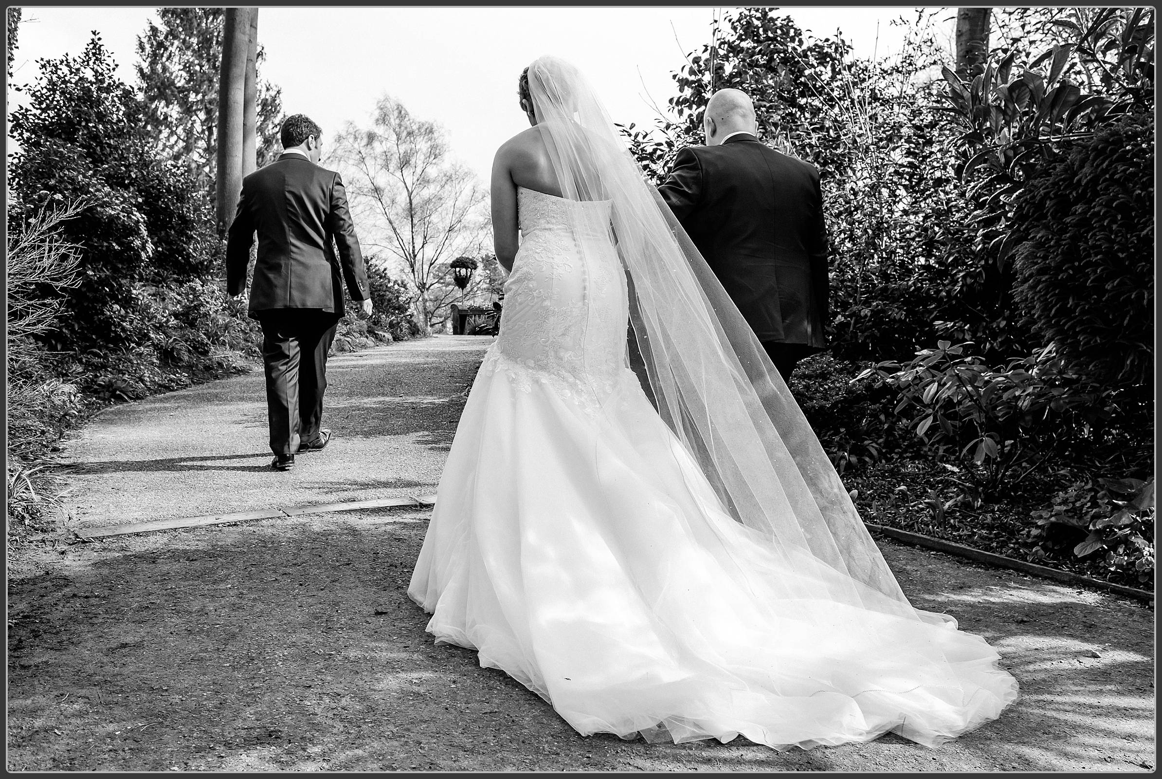 The bride and groom in black and white