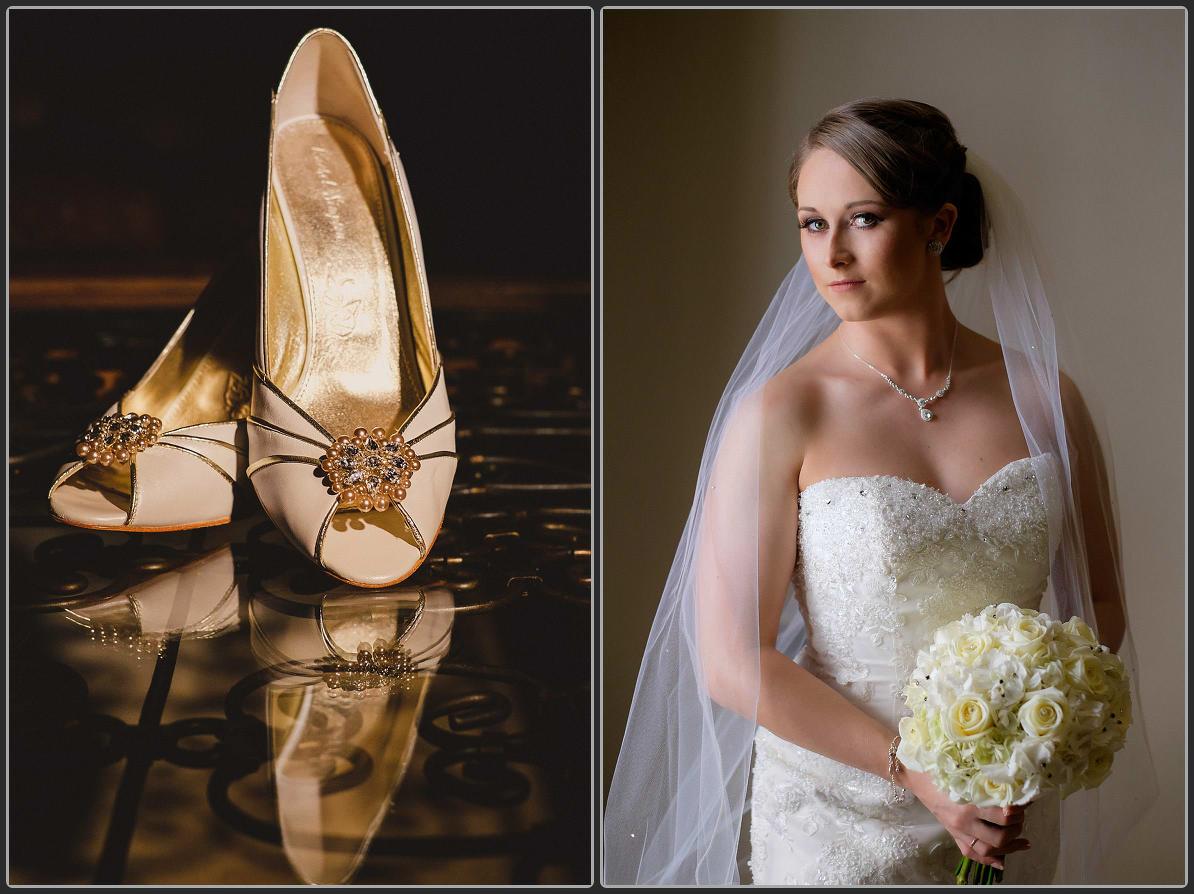 The gorgeous bride and wedding shoes