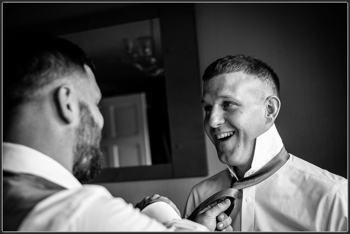 Groom getting ready