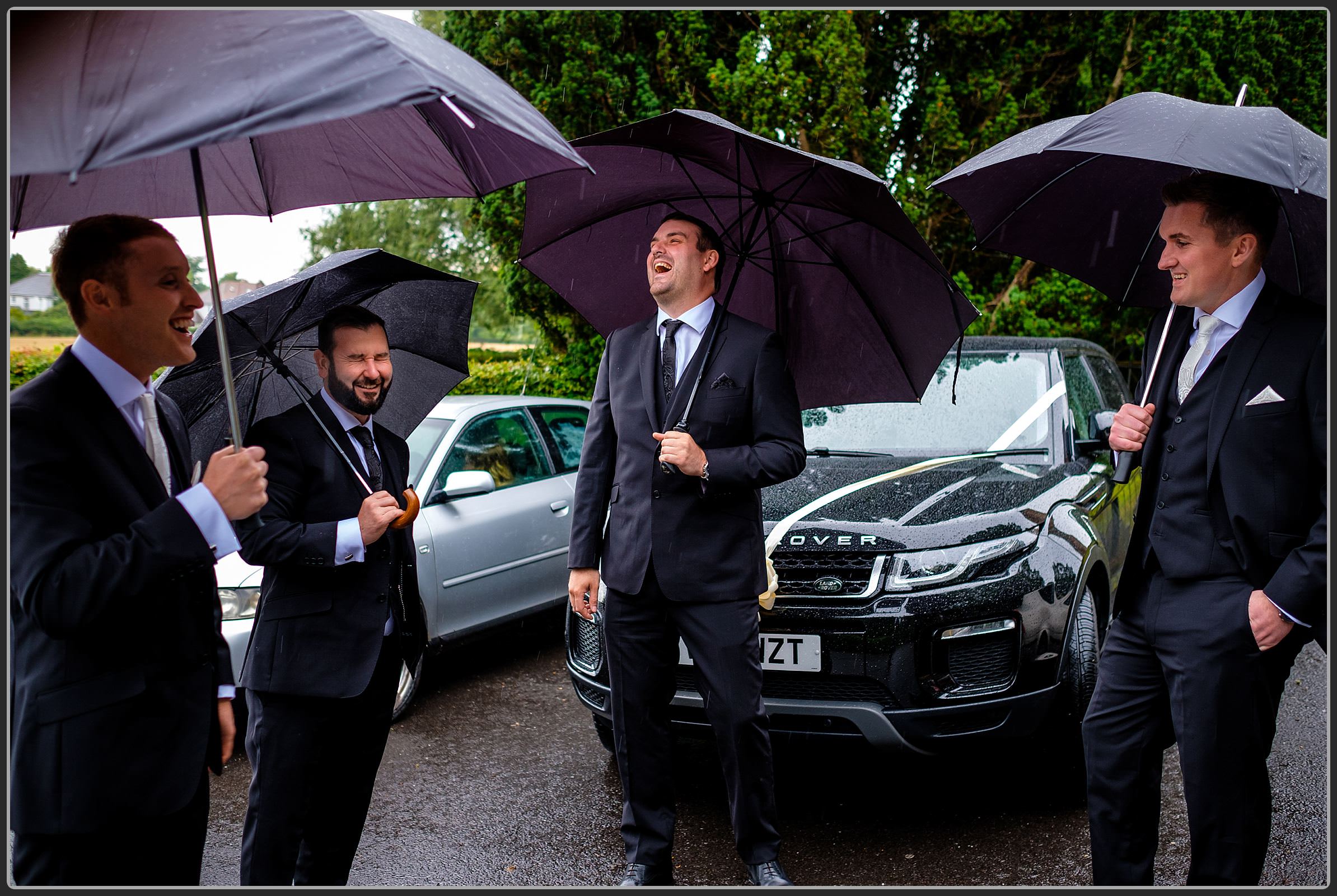 Groomsmen laughing