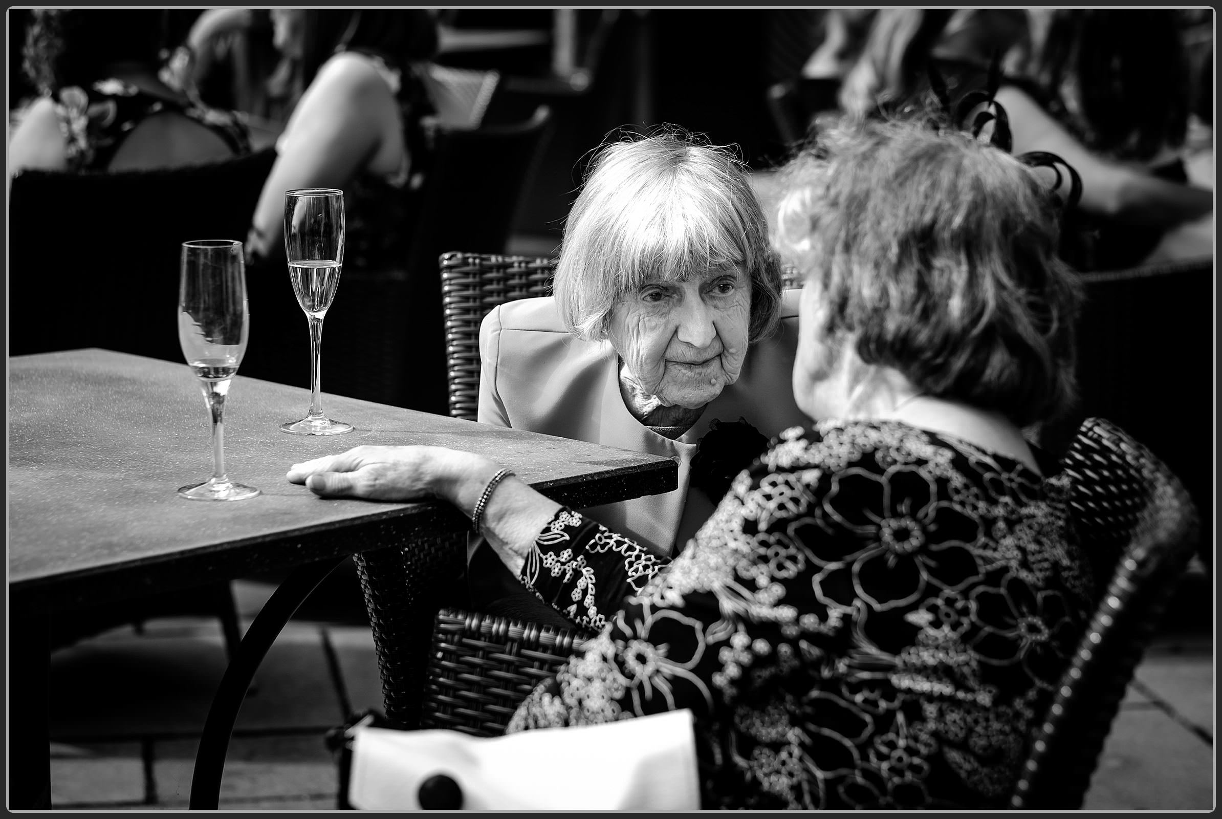 Wedding guests talking