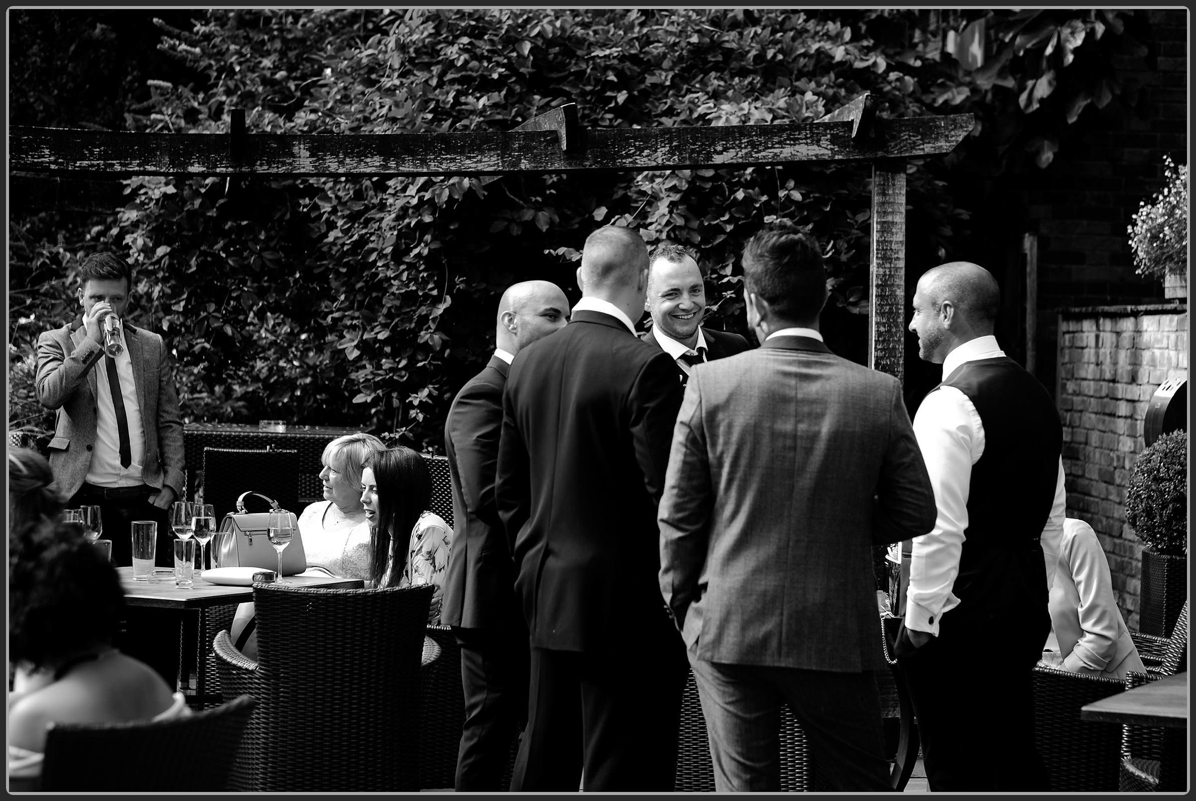 Wedding guests outside
