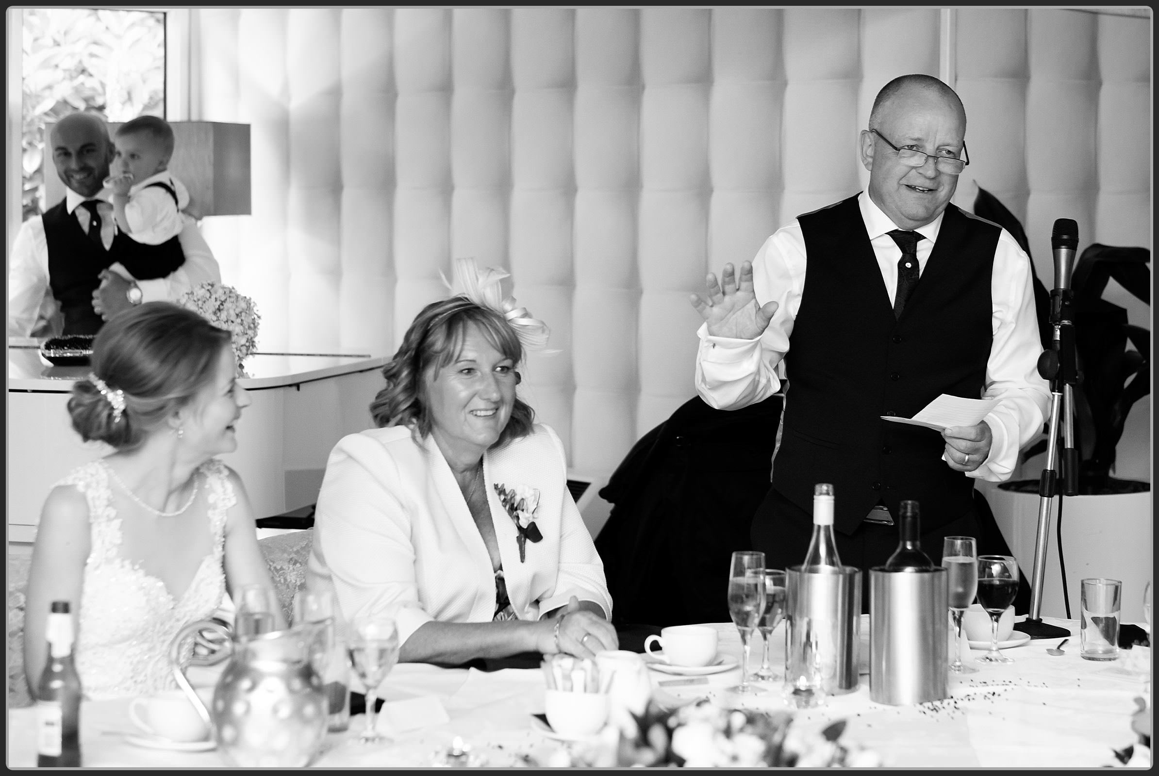 The father of the bride during the speeches