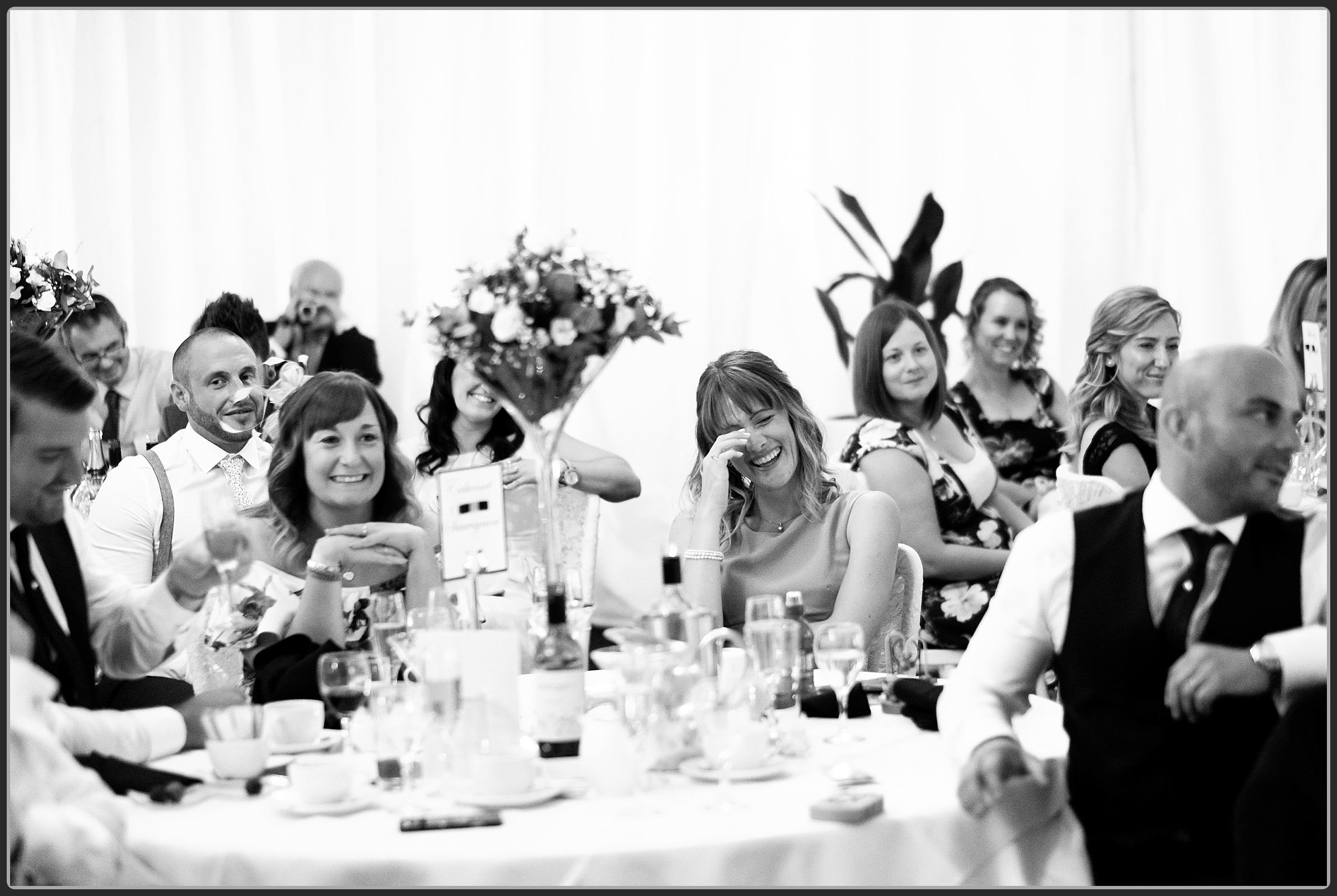 Wedding guests during the speeches