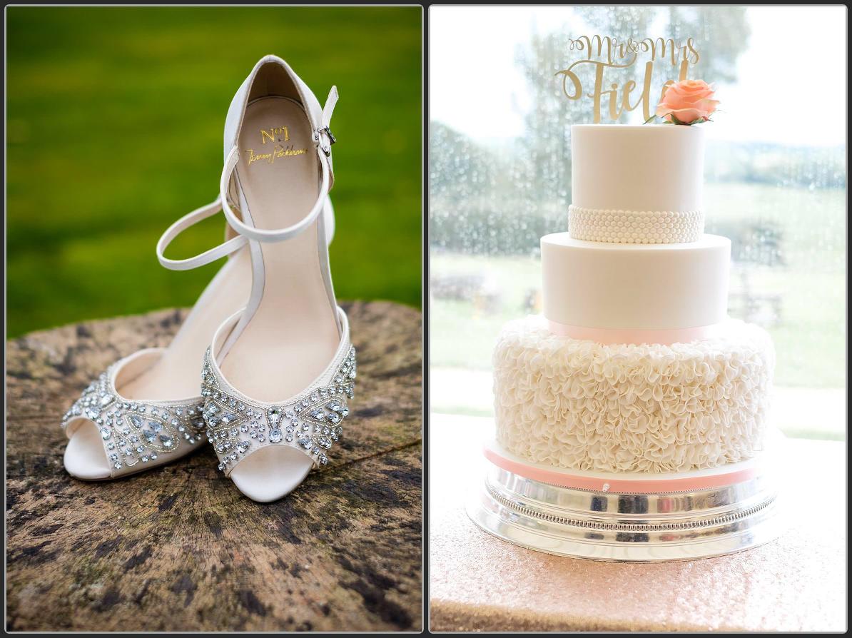 Wedding shoes and cake