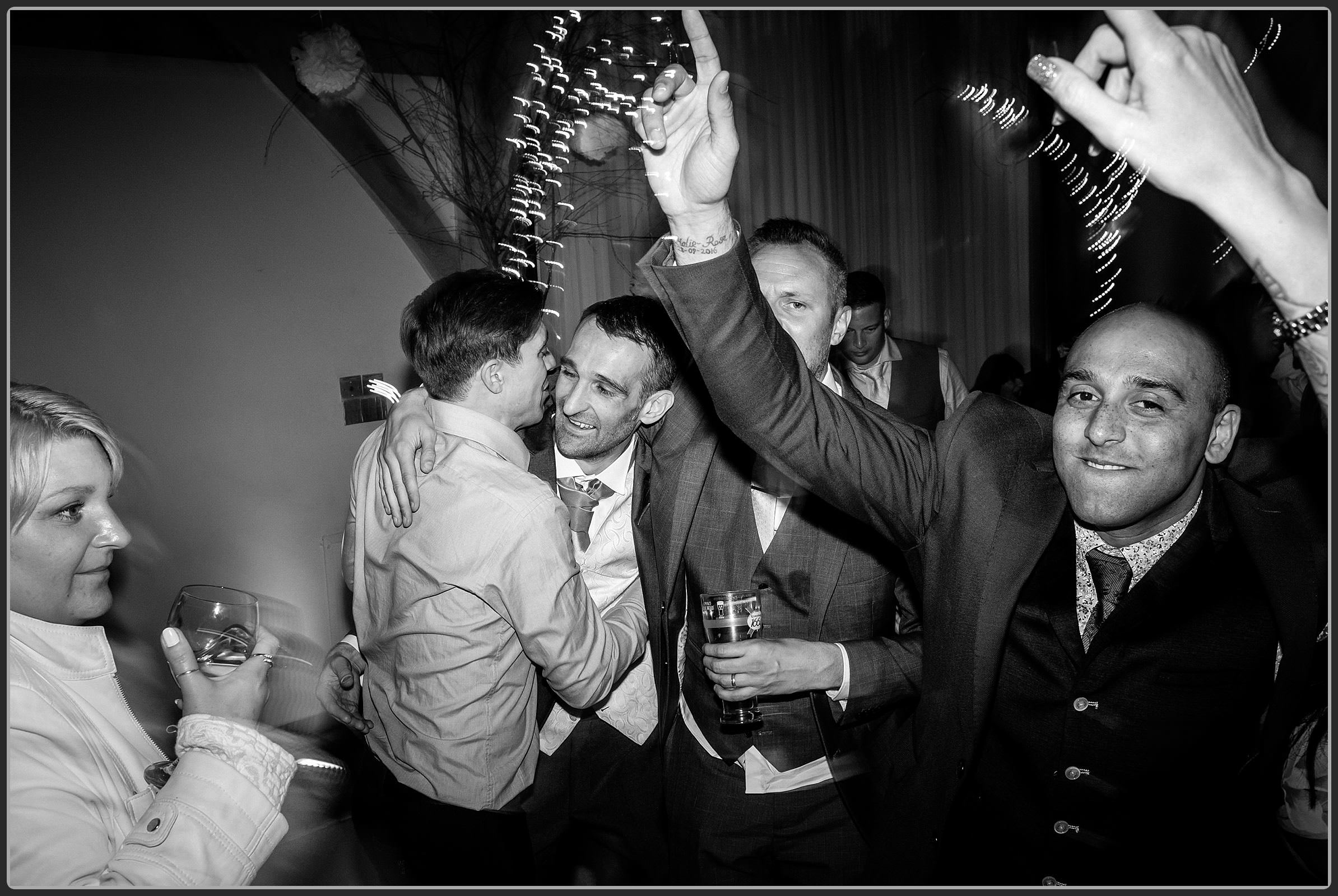 Wedding guests dancing