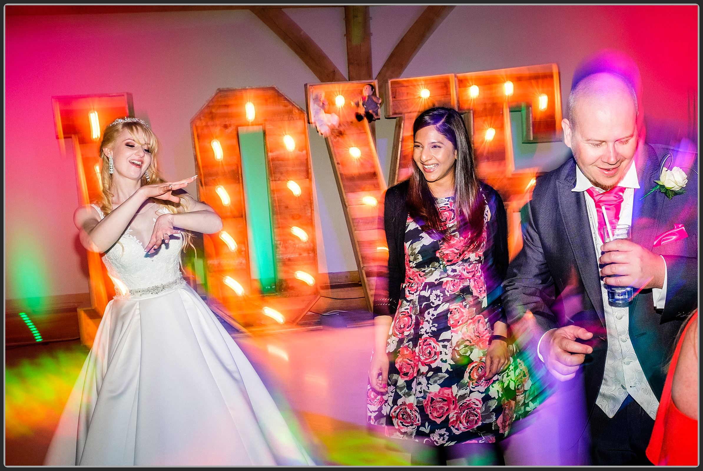 Wedding guests dancing