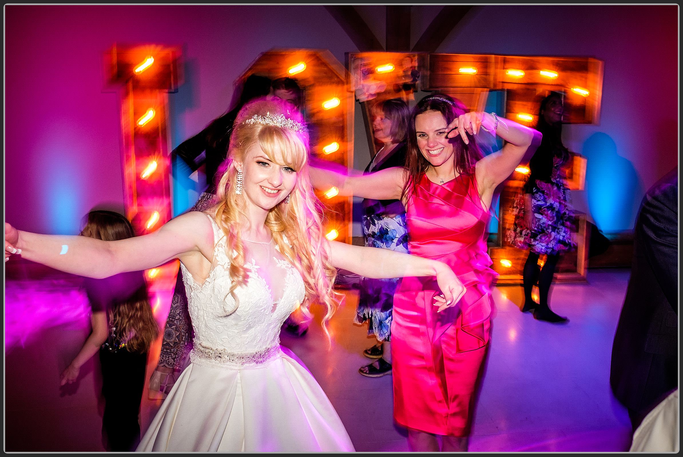 Wedding guests dancing