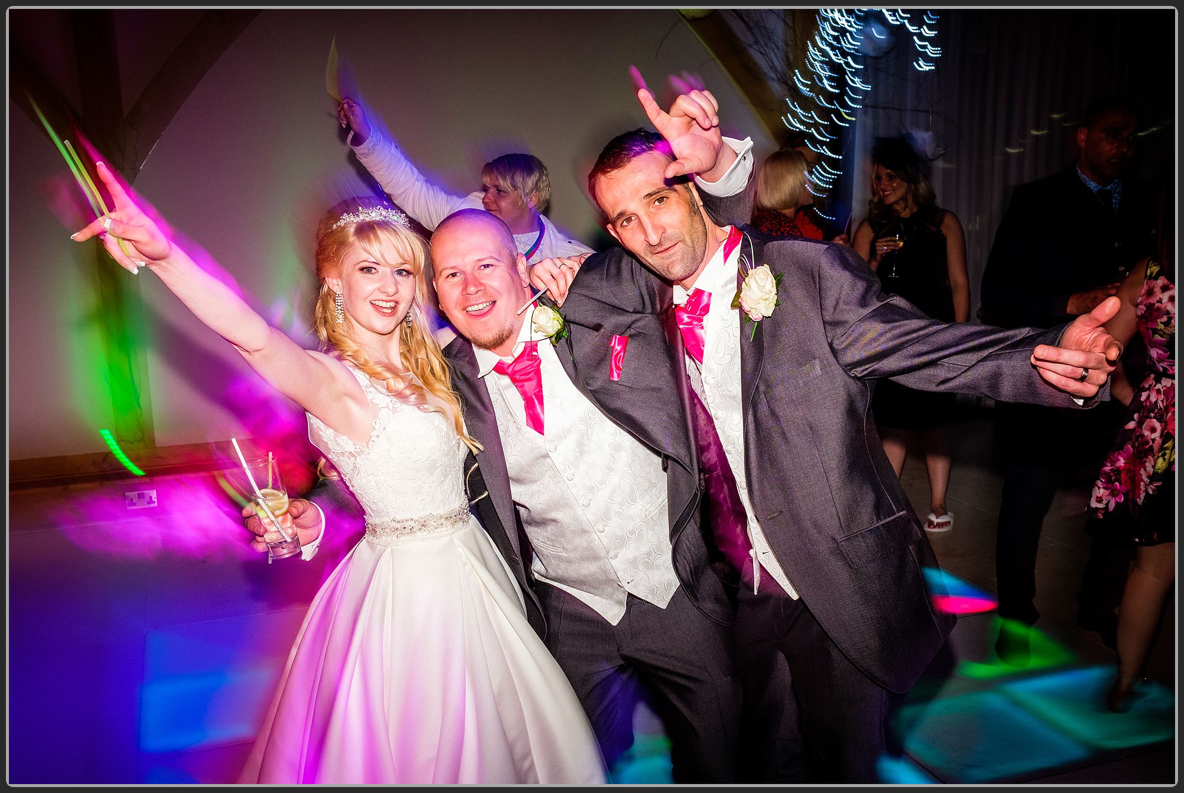 Wedding guests dancing