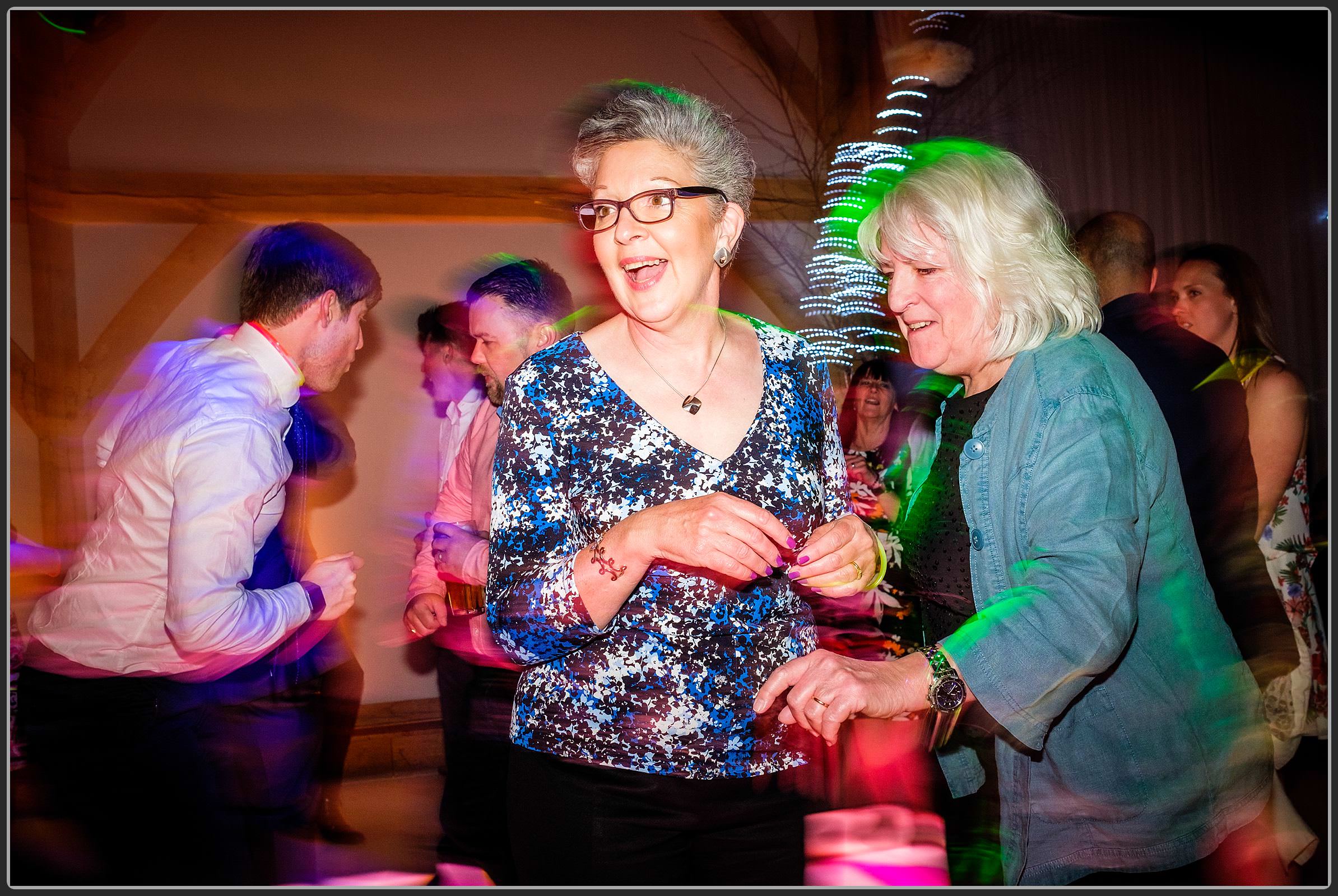 Wedding guests dancing