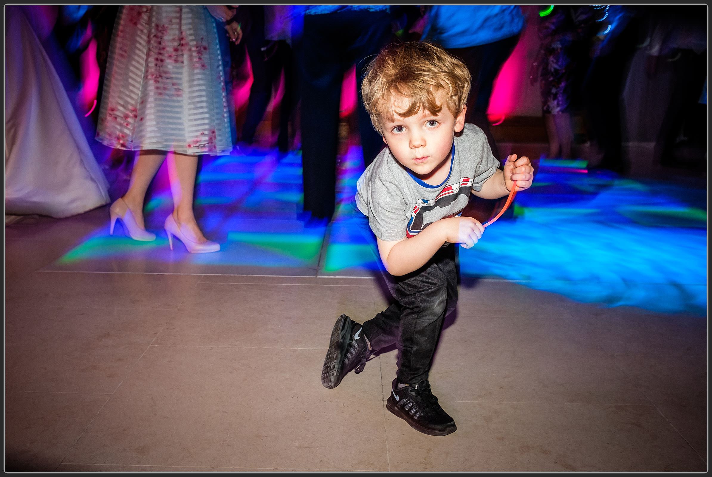 Wedding guests dancing