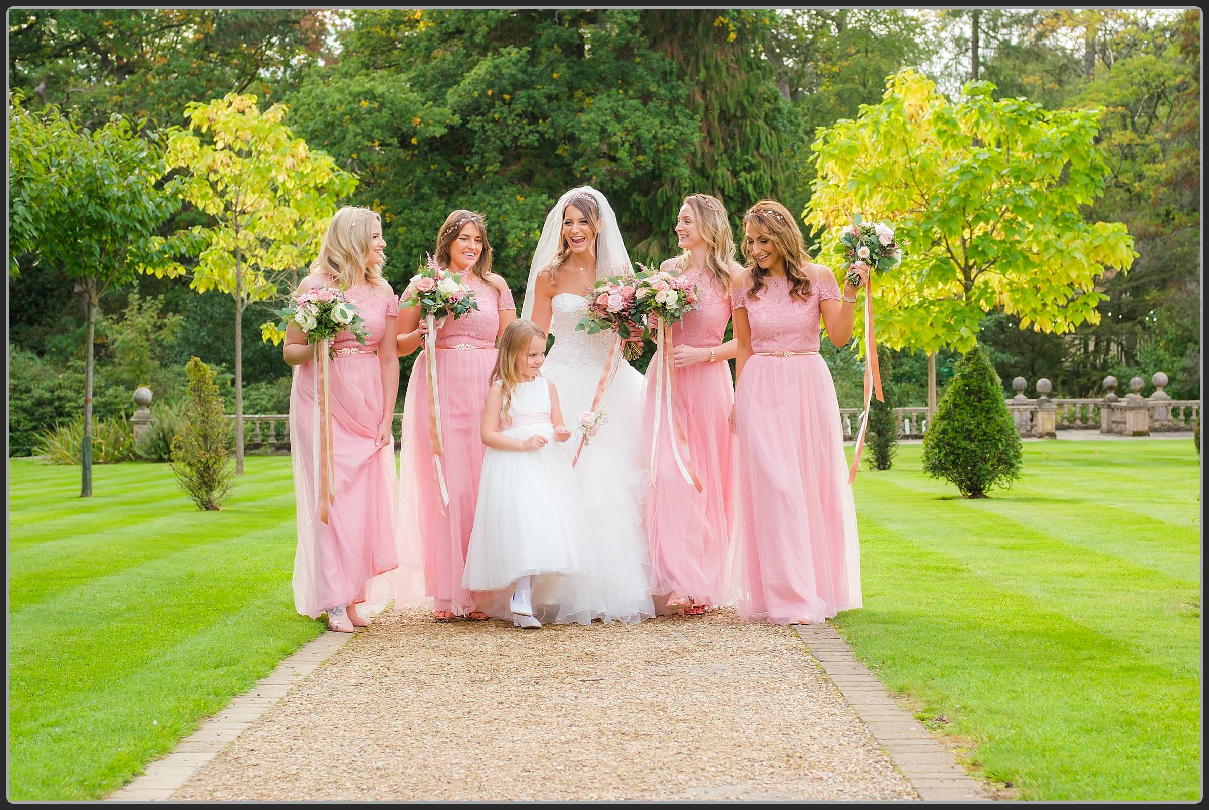 Bridesmaids walking