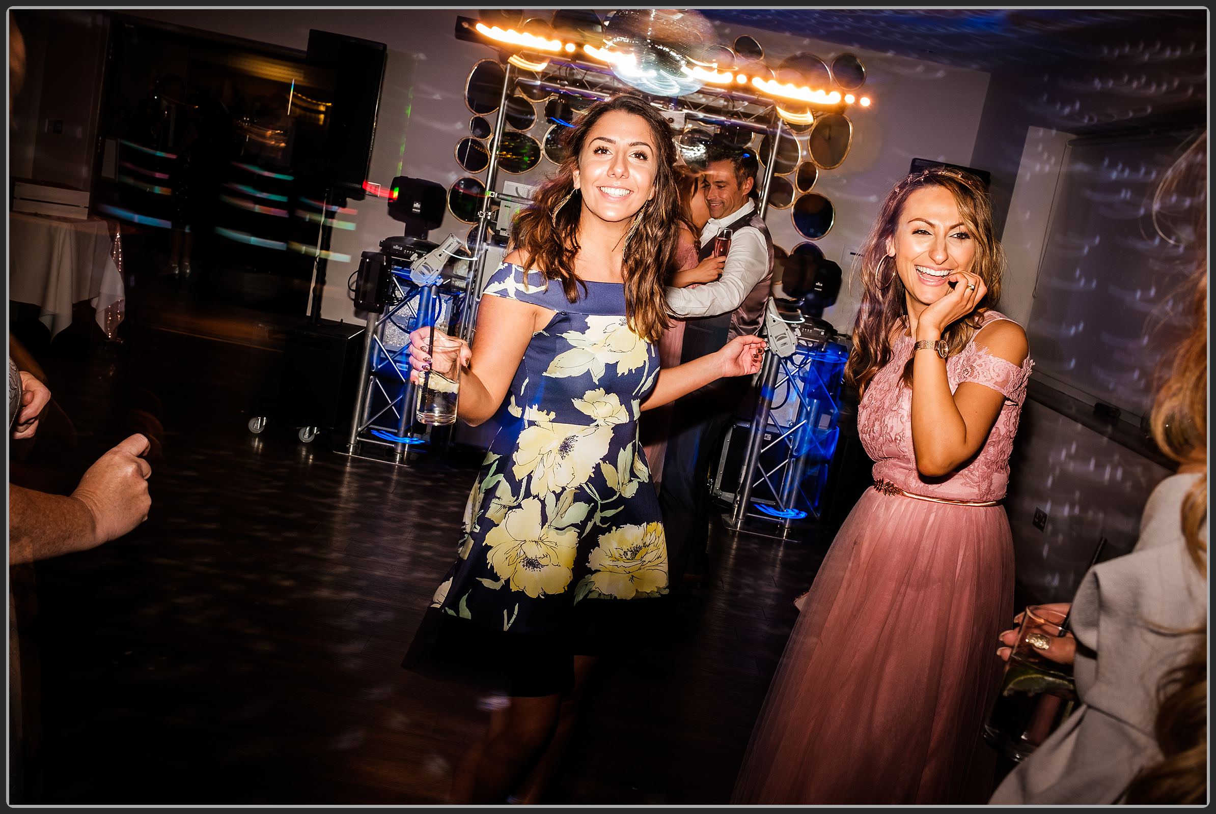 Wedding guests dancing