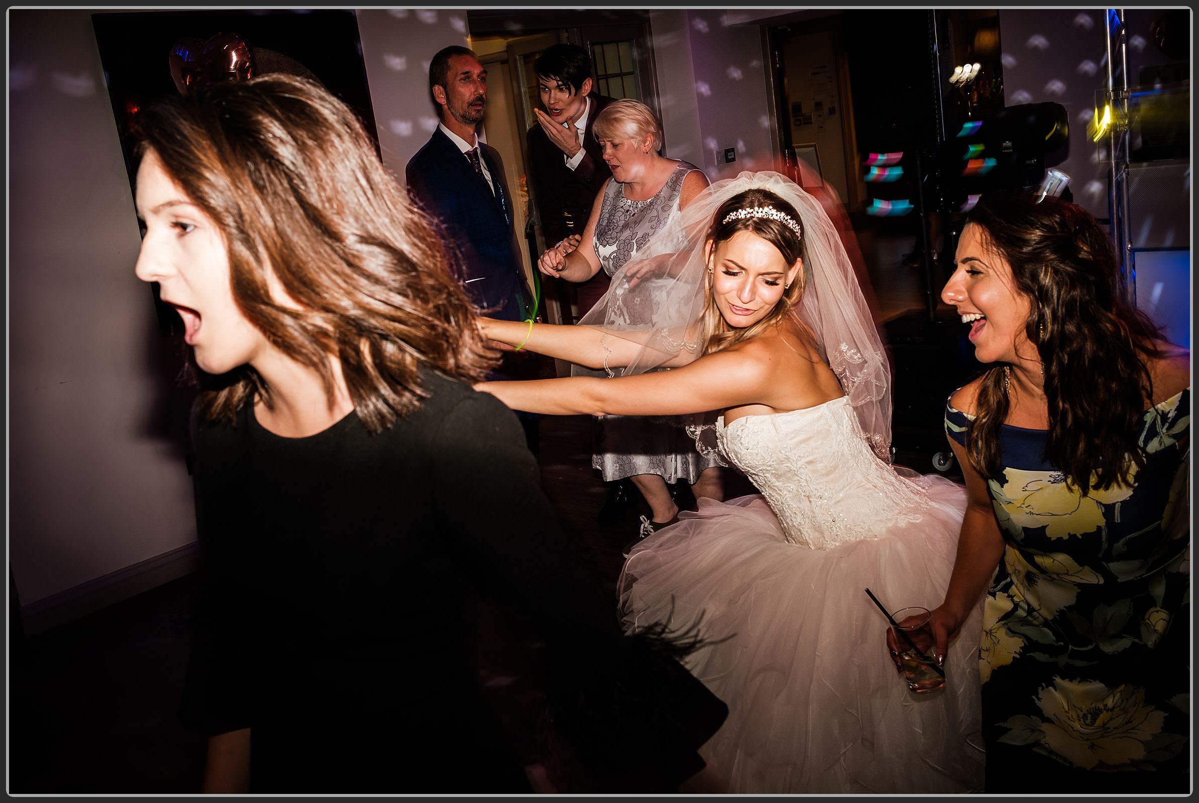 Wedding guests dancing