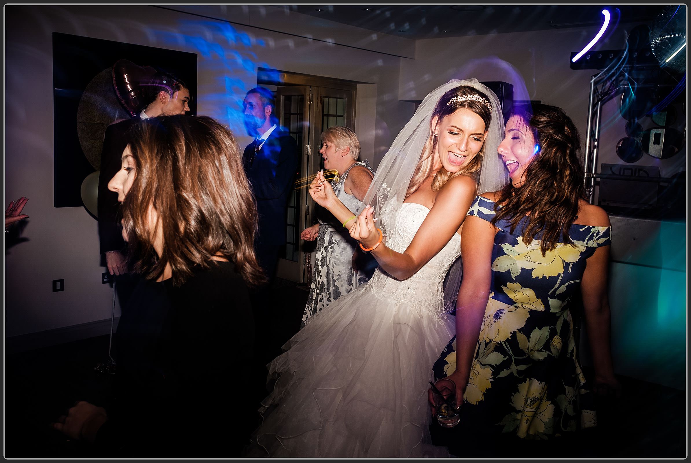 Wedding guests dancing