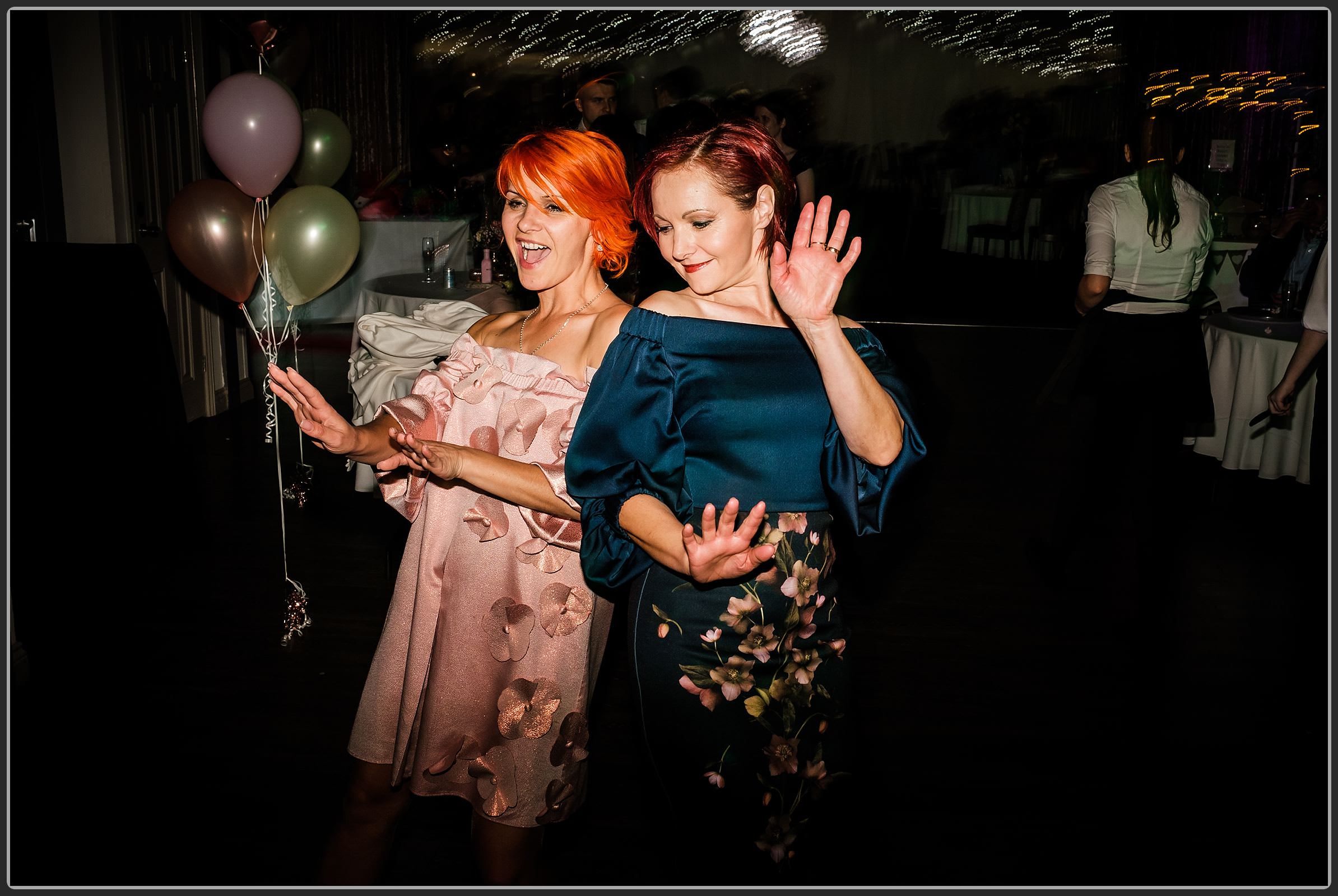 Wedding guests dancing