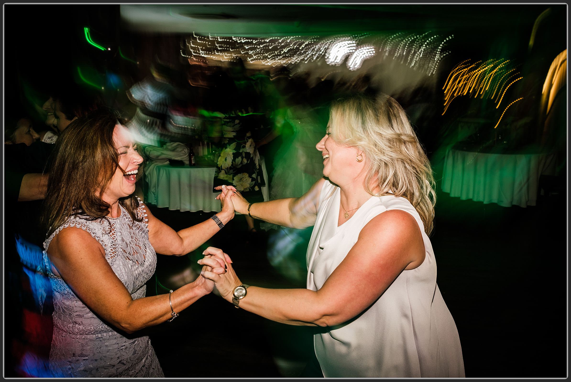 Wedding guests dancing