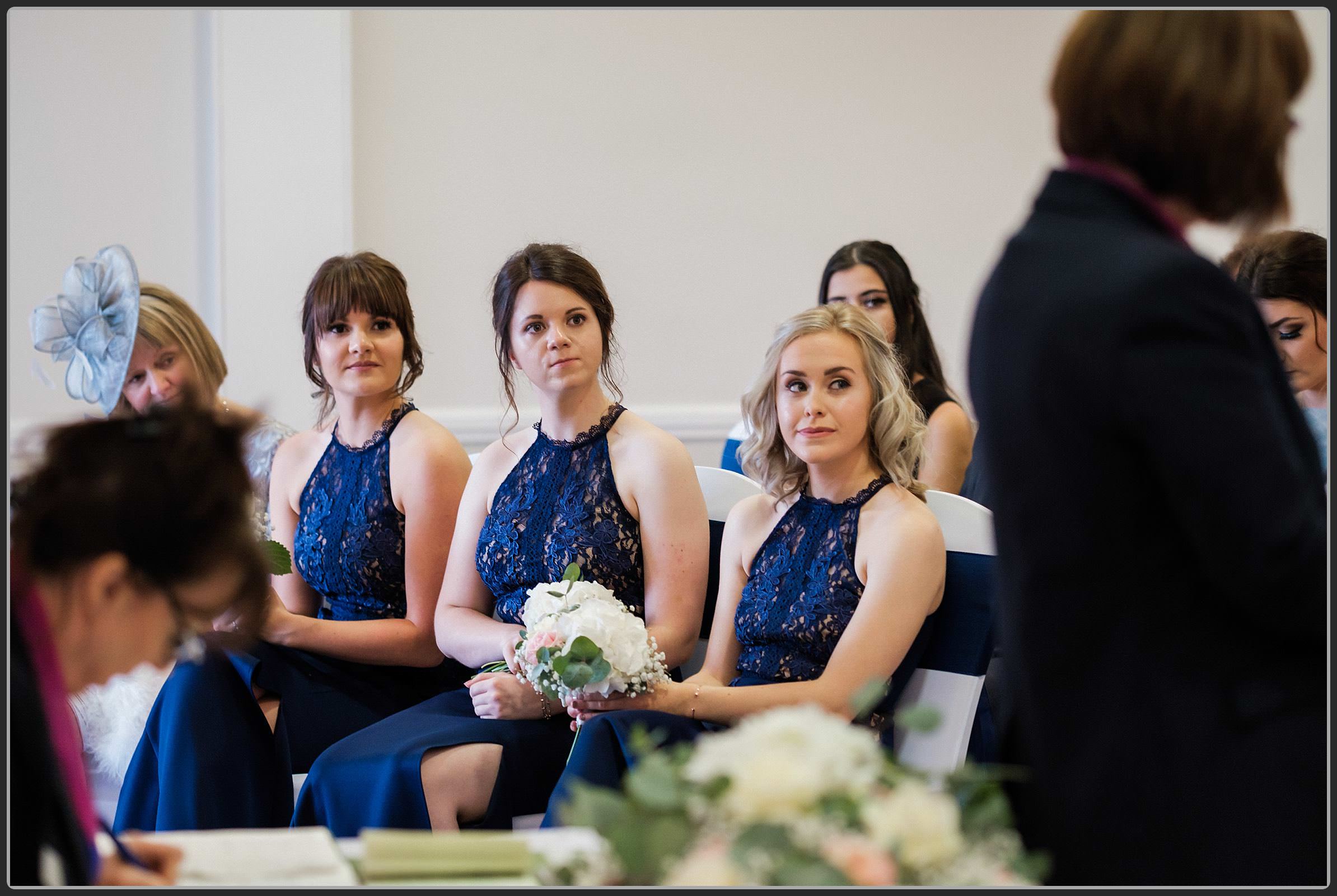 Bridesmaids during the ceremony