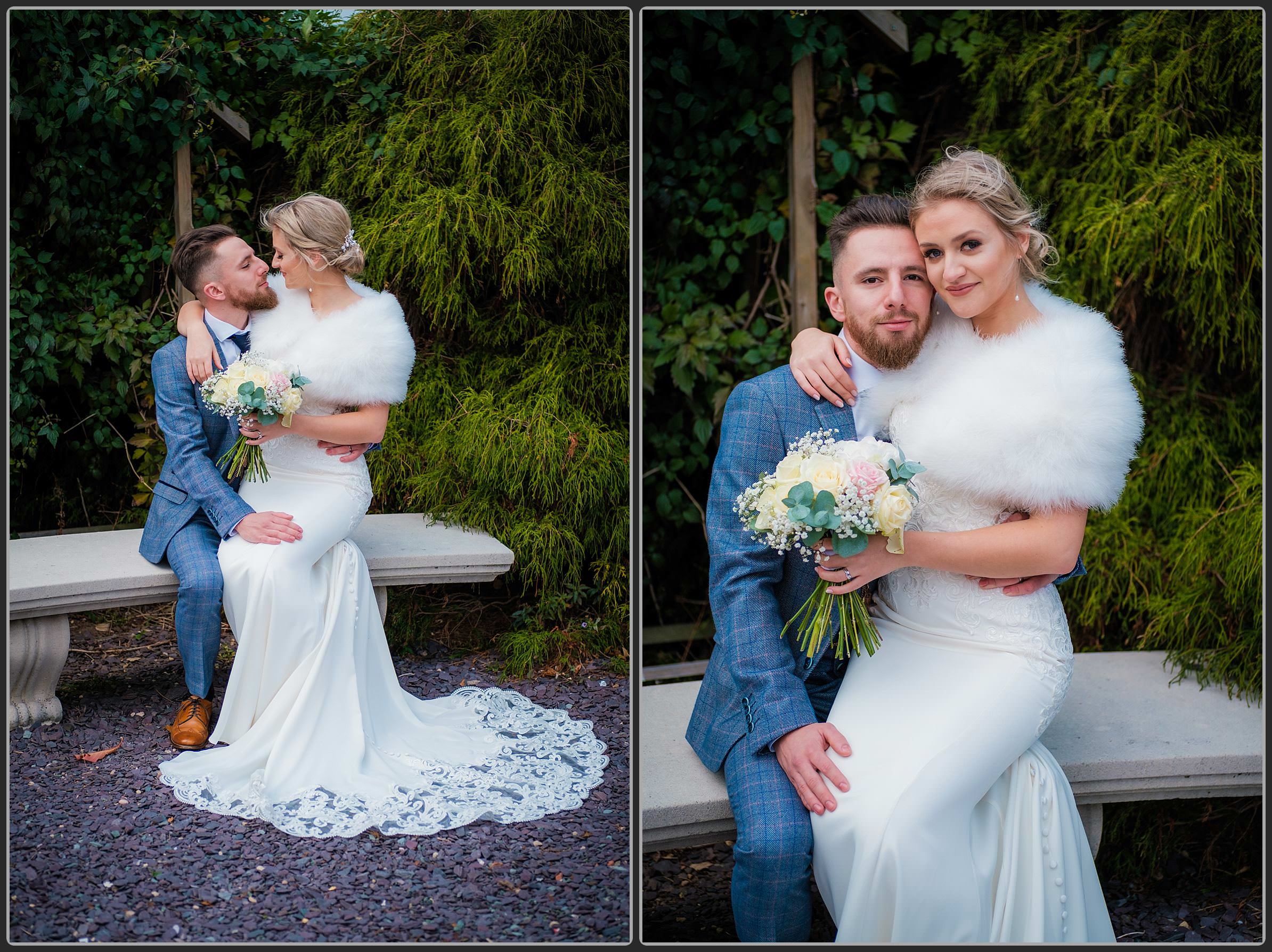 Bride and groom together at the Forest of Arden Hotel