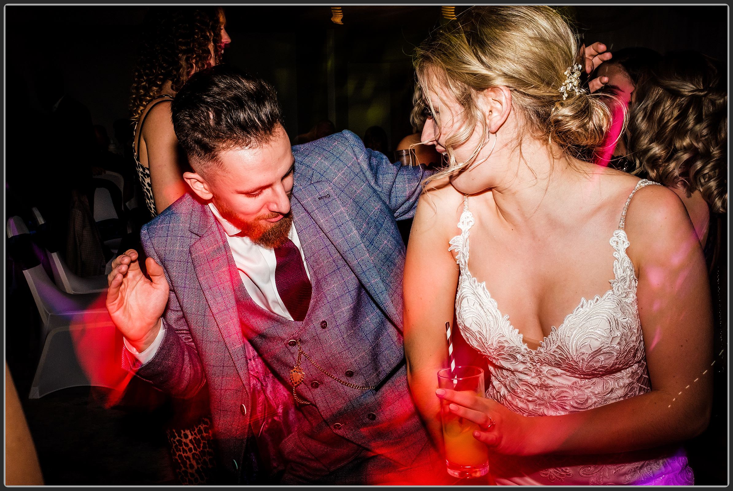 Bride and groom dancing