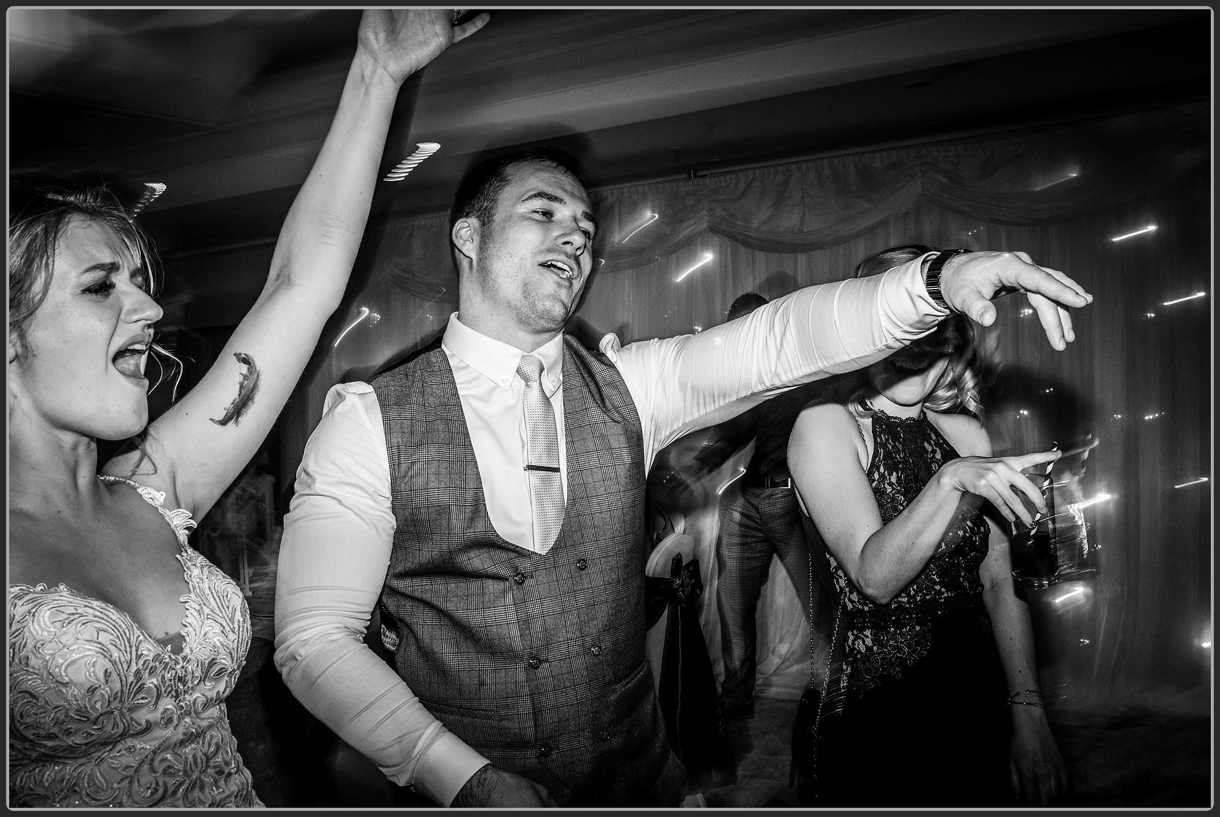 Wedding guests dancing