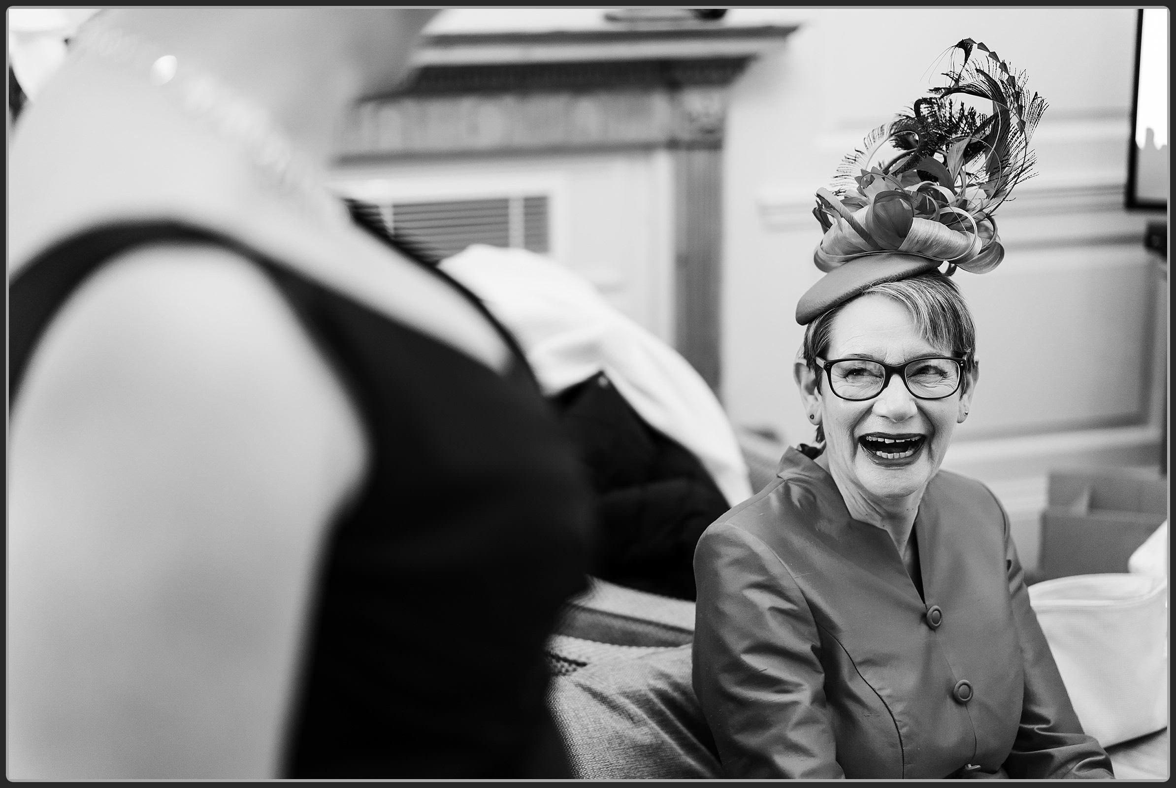 The brides mum laughing