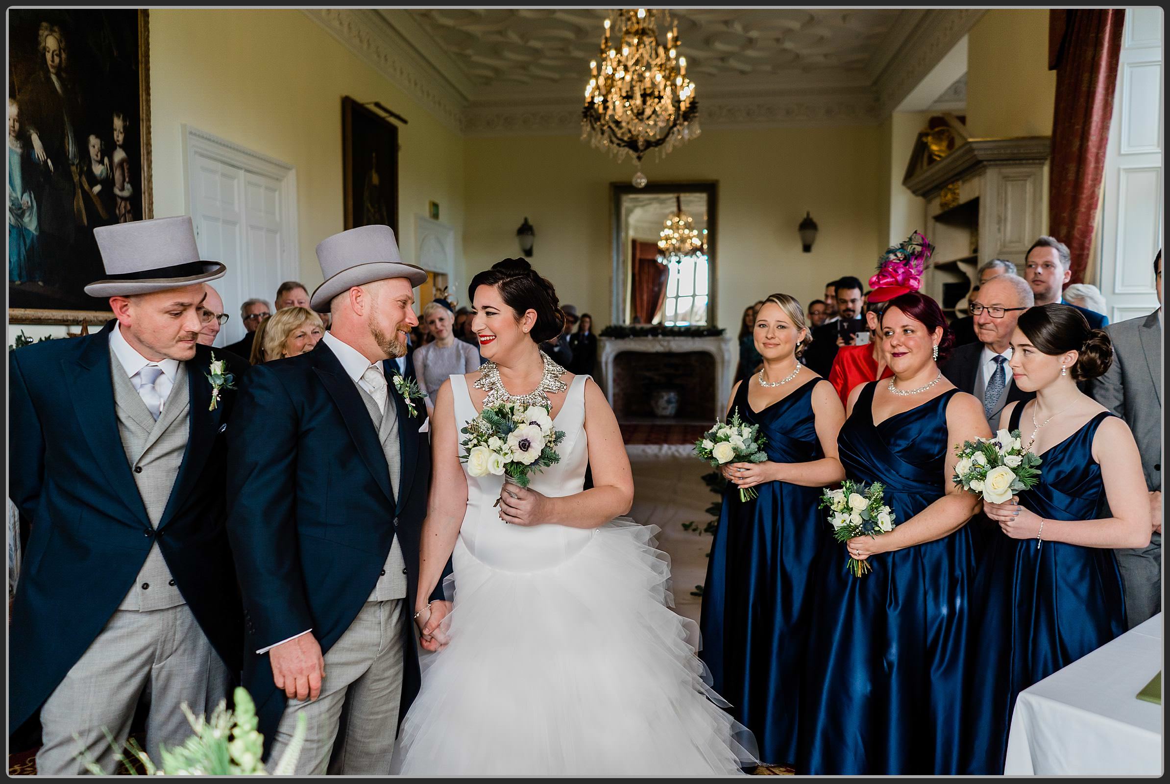 Bride and groom seeing each other for the first time