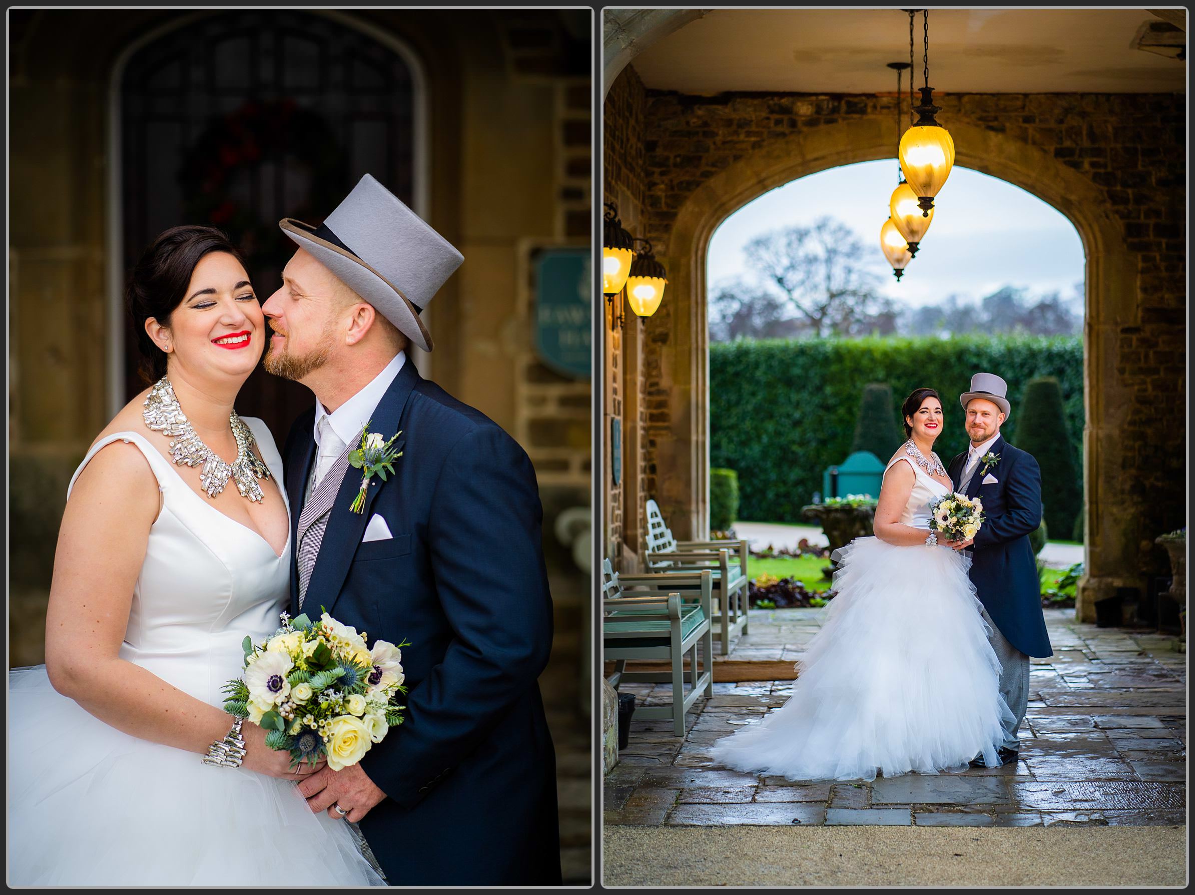The bride and groom together at Fawsley Hall Hotel