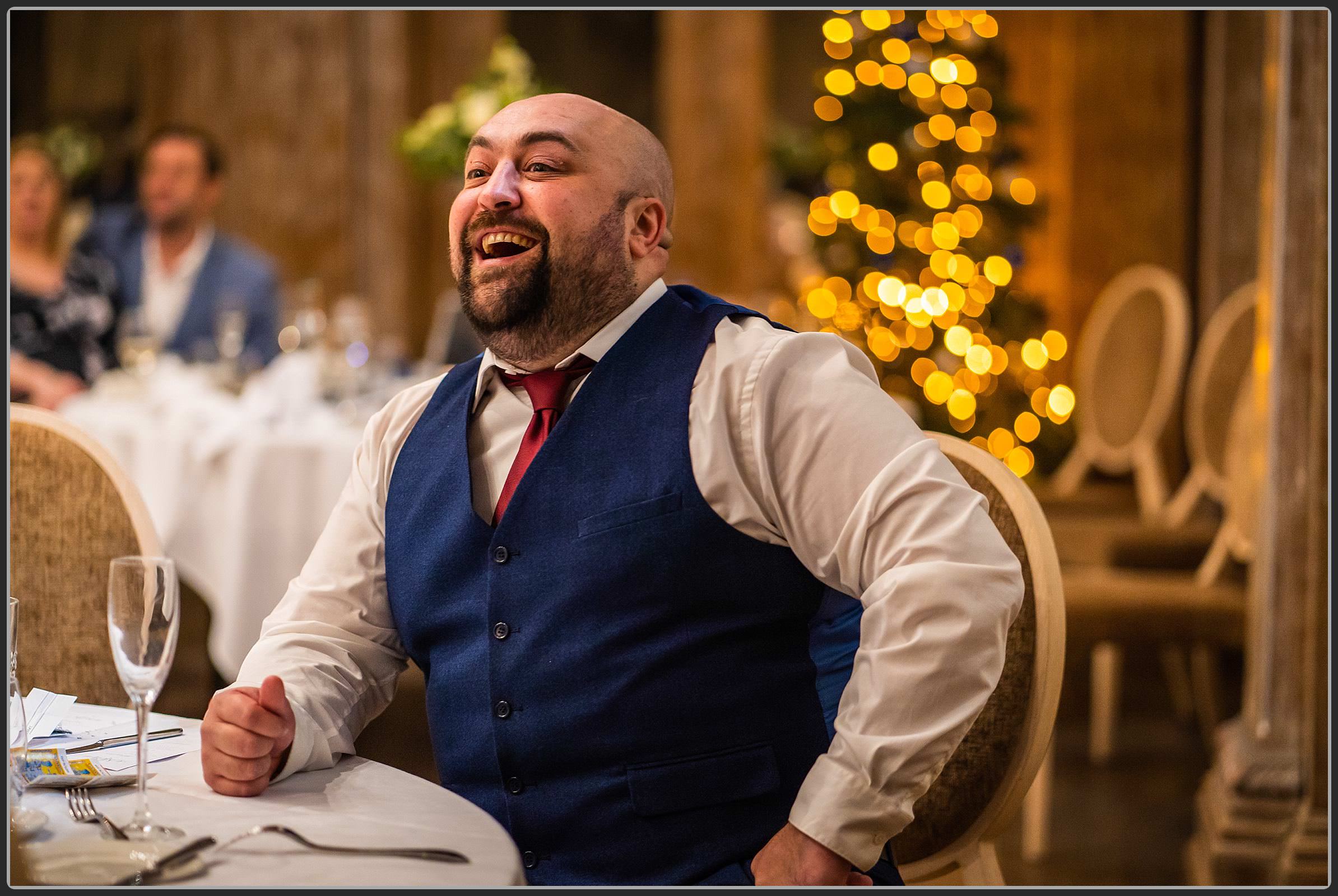 Guests laughing during the speeches