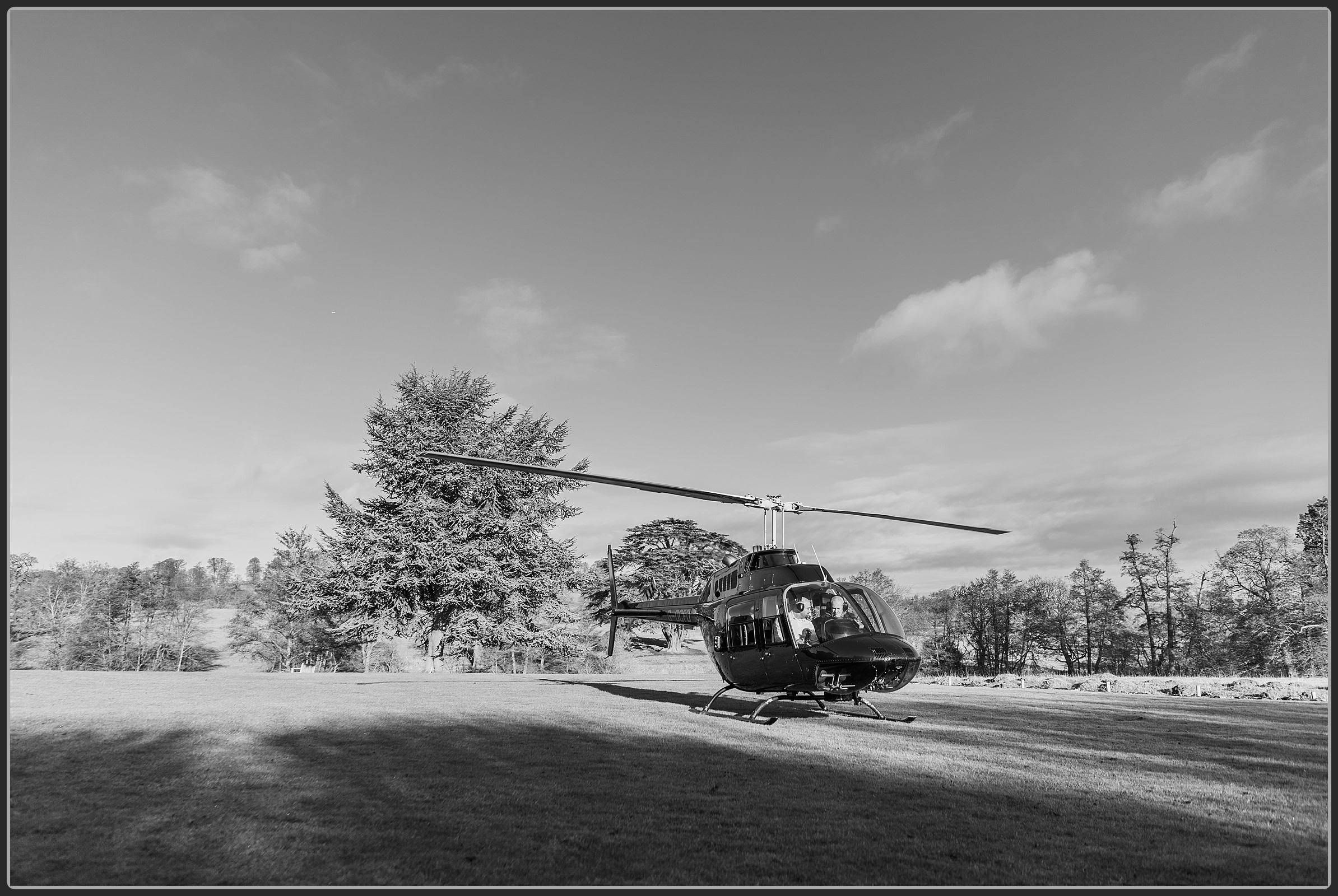 Helicopter at Fawsley Hall Hotel