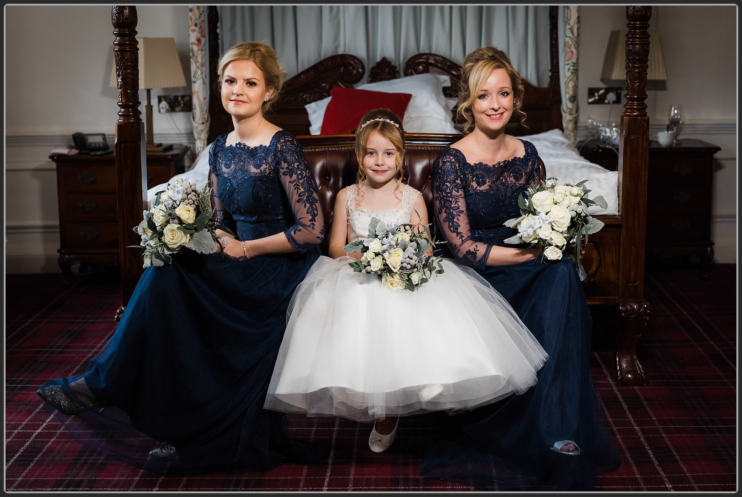 The bridesmaids and flower girl together