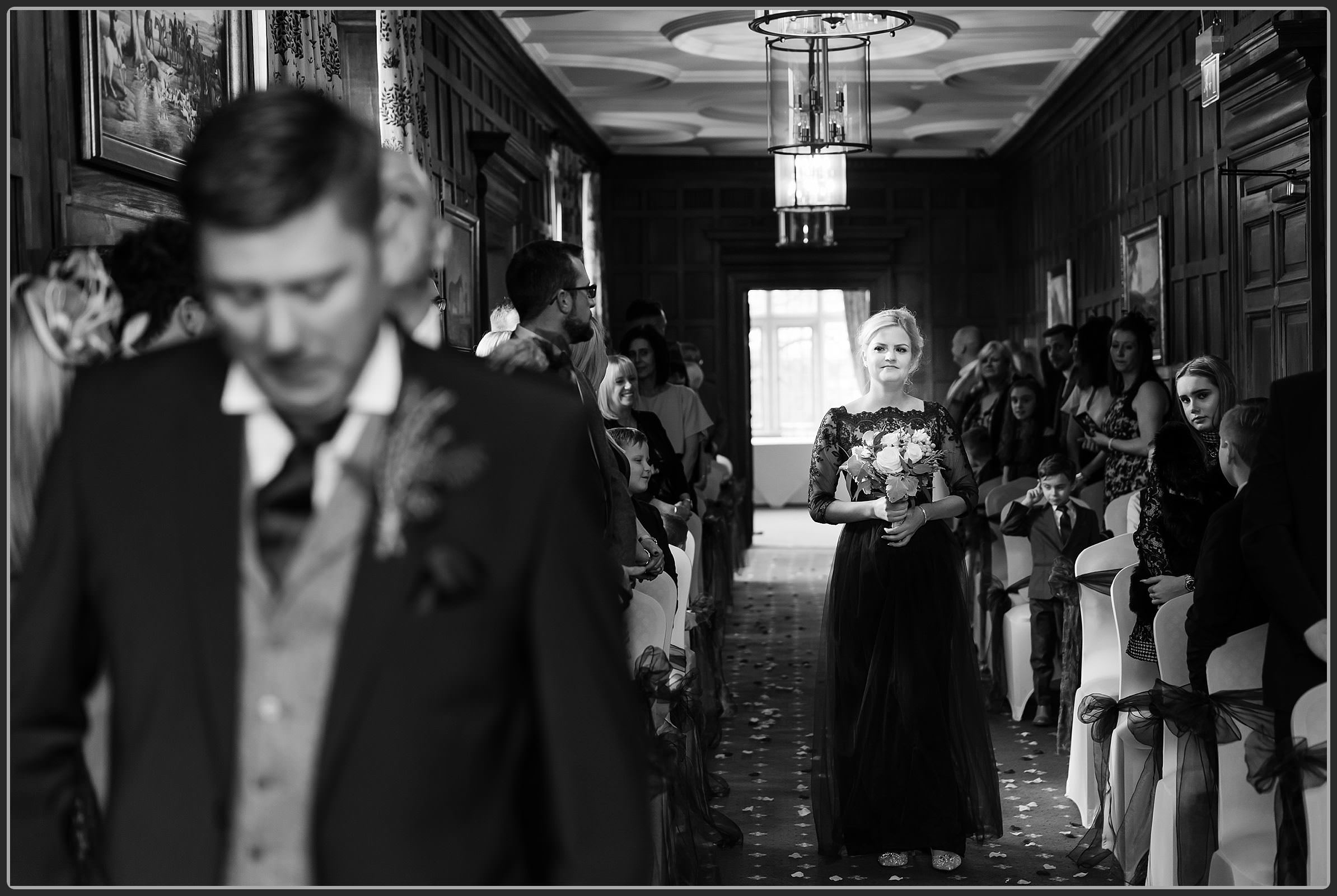 Bridesmaids walking down the aisle