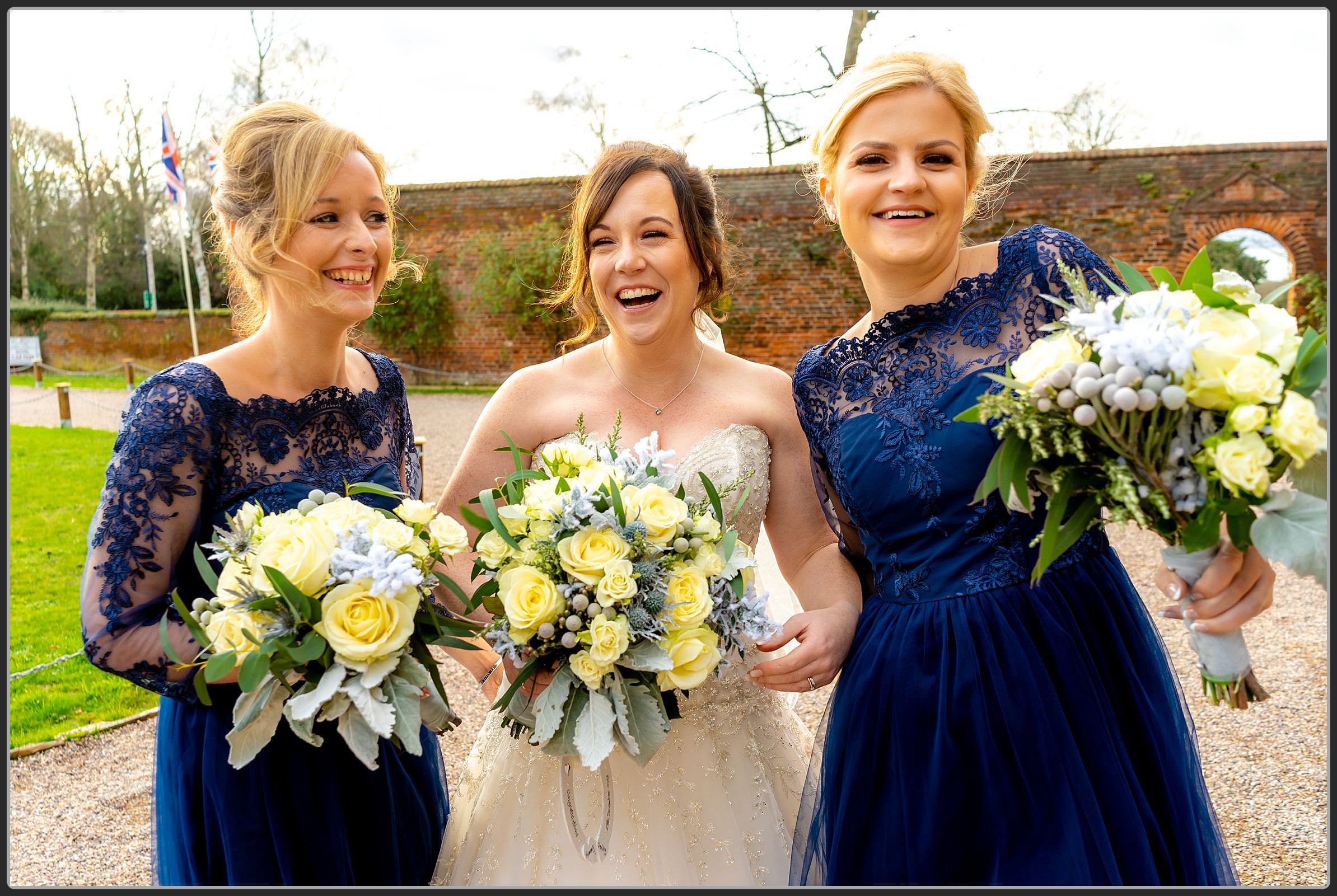 Bridesmaids and bride