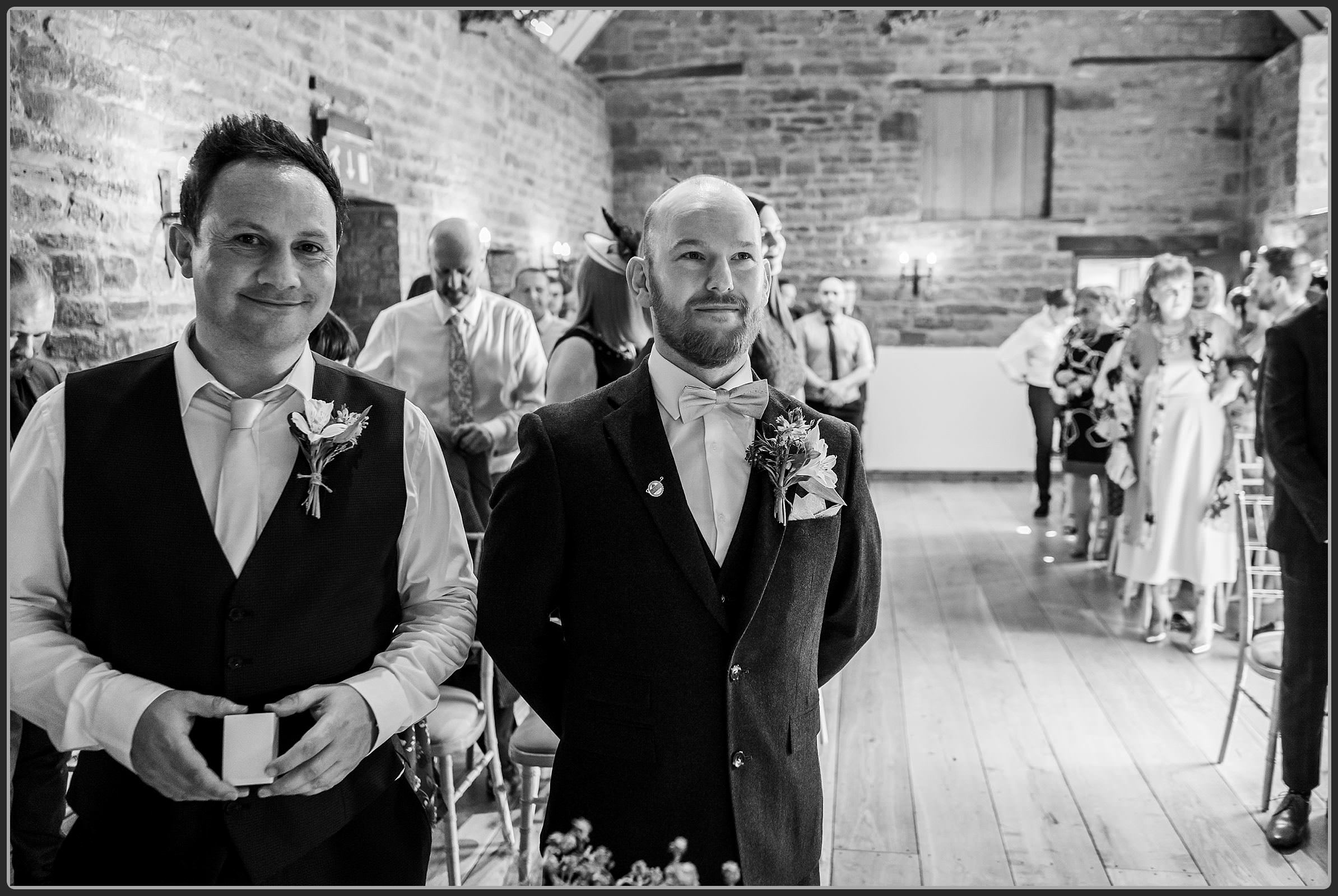 The groom waiting for his beautiful bride