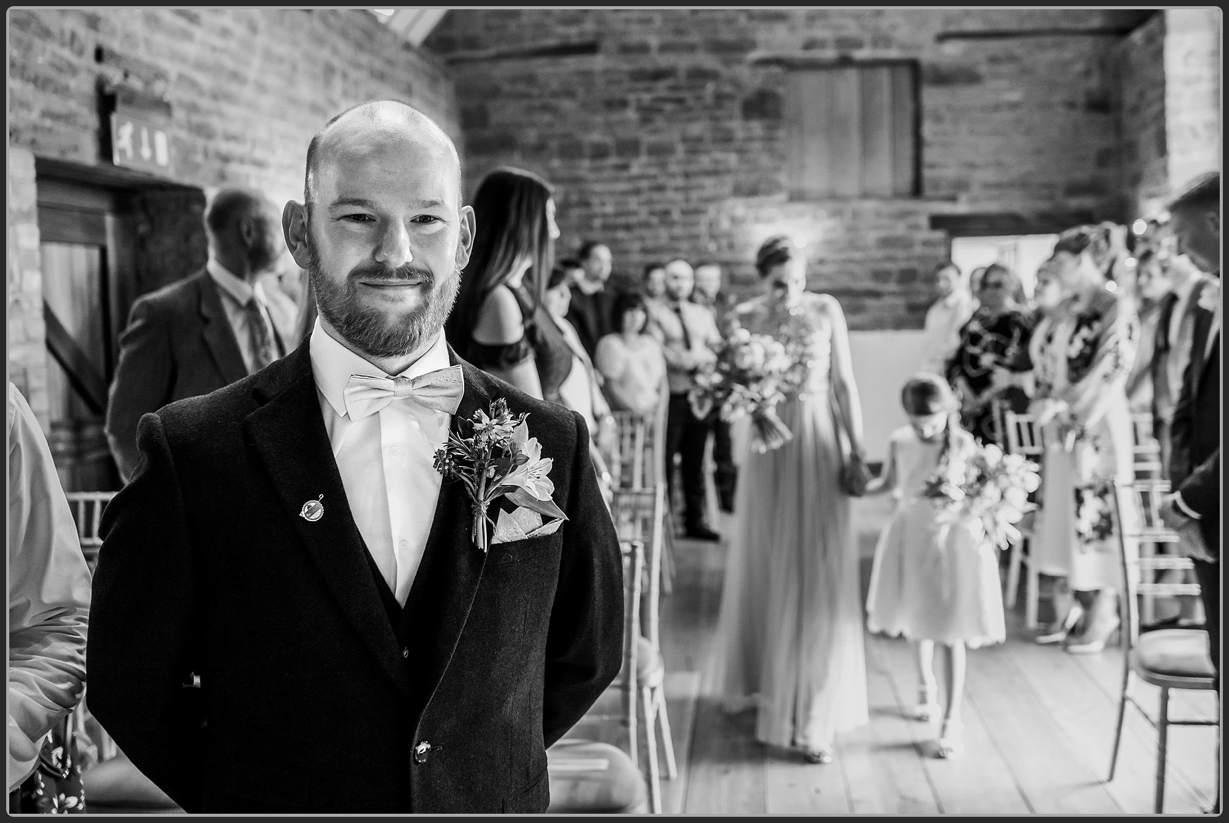 The groom waiting for his bride to be