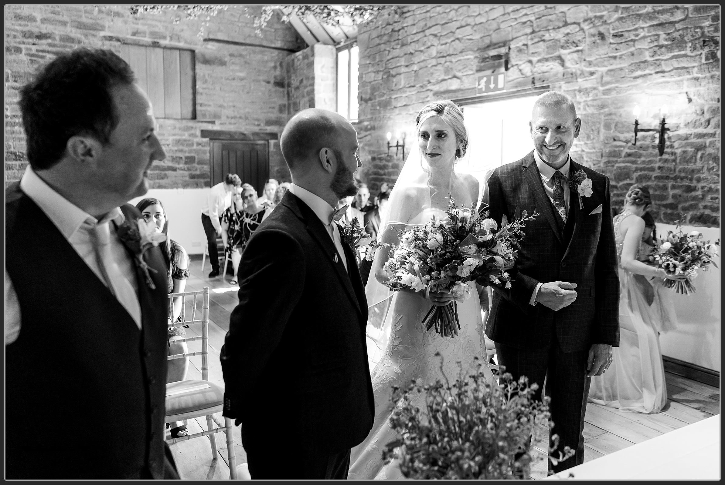 The groom seeing his bride for the first time