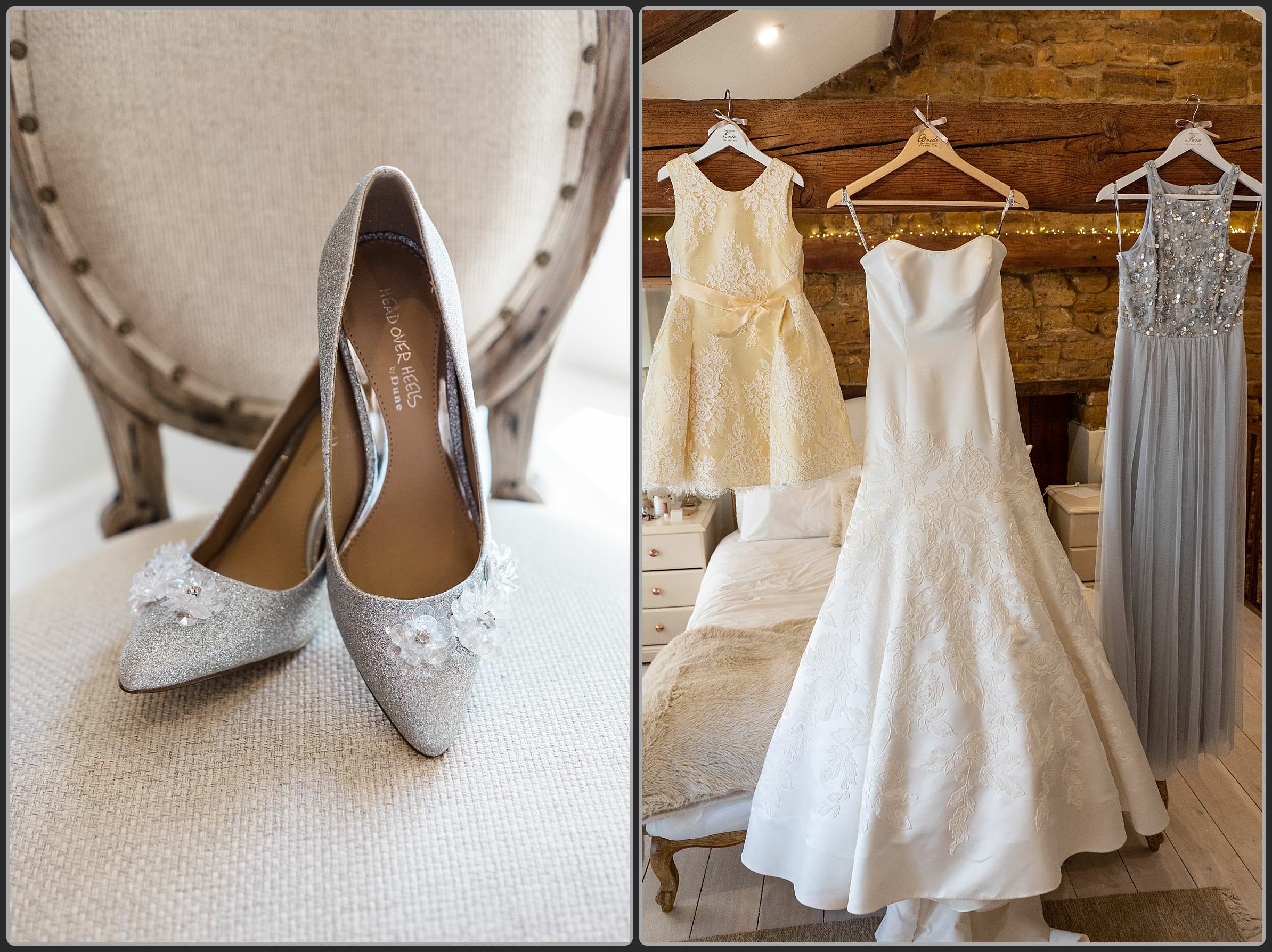 Wedding shoes and dresses