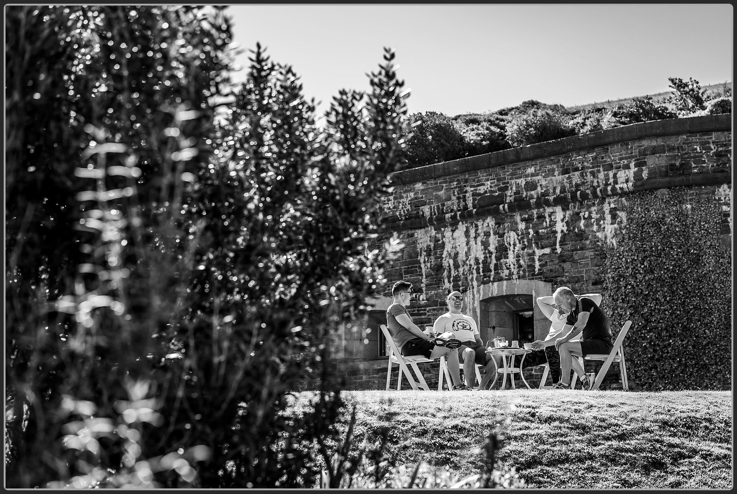 Groomsmen chilling in the sun