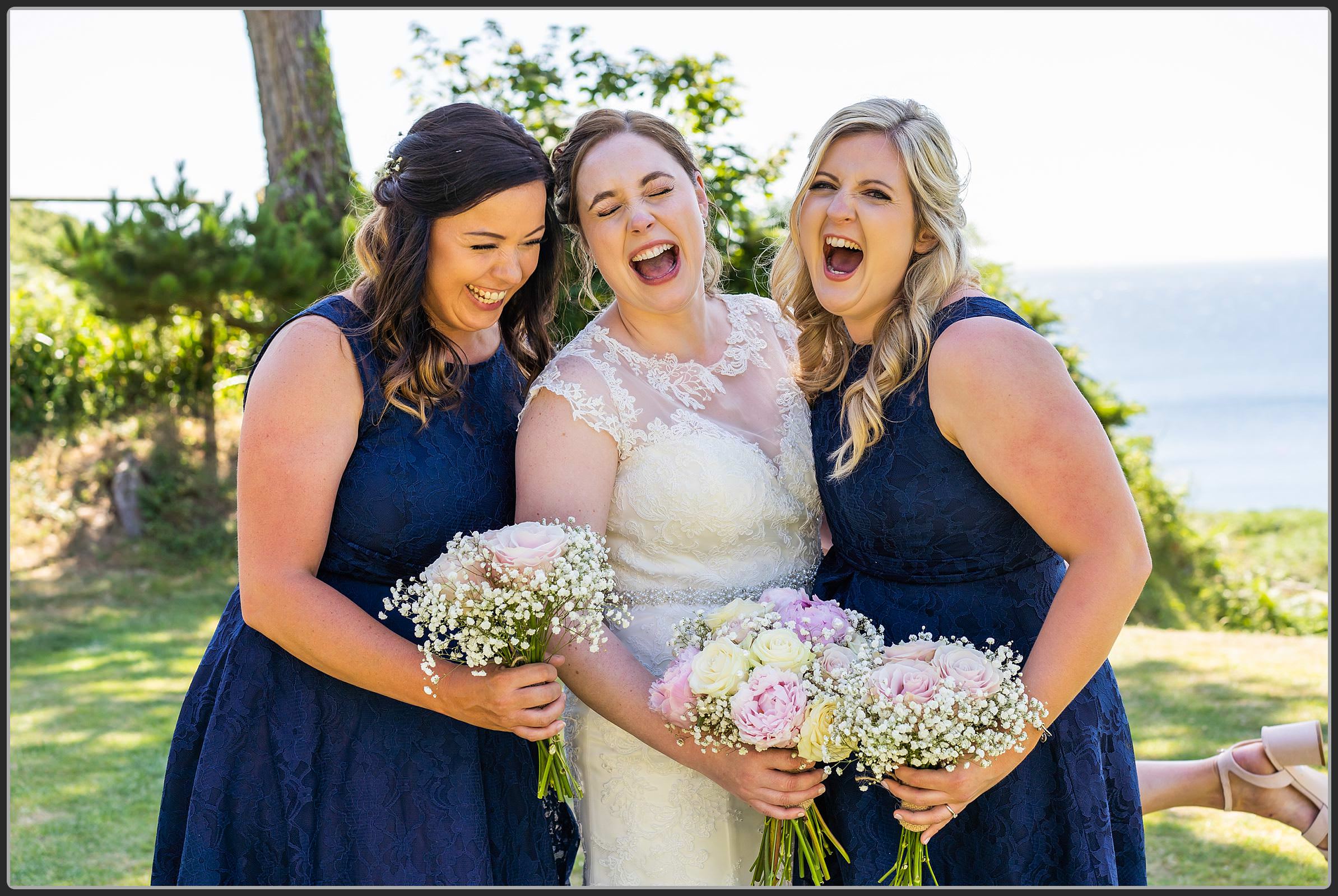 Bridesmaids laughing