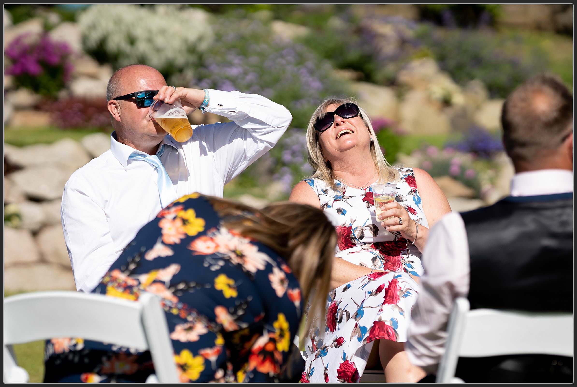 Wedding guests having fun