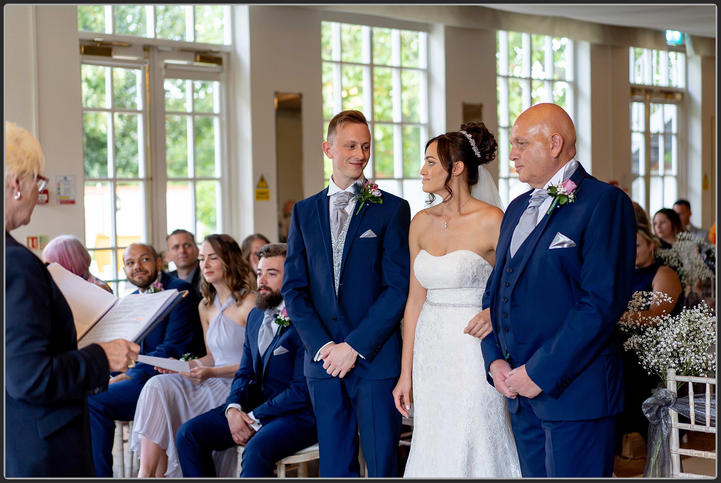 The bridal party walking down the aisle